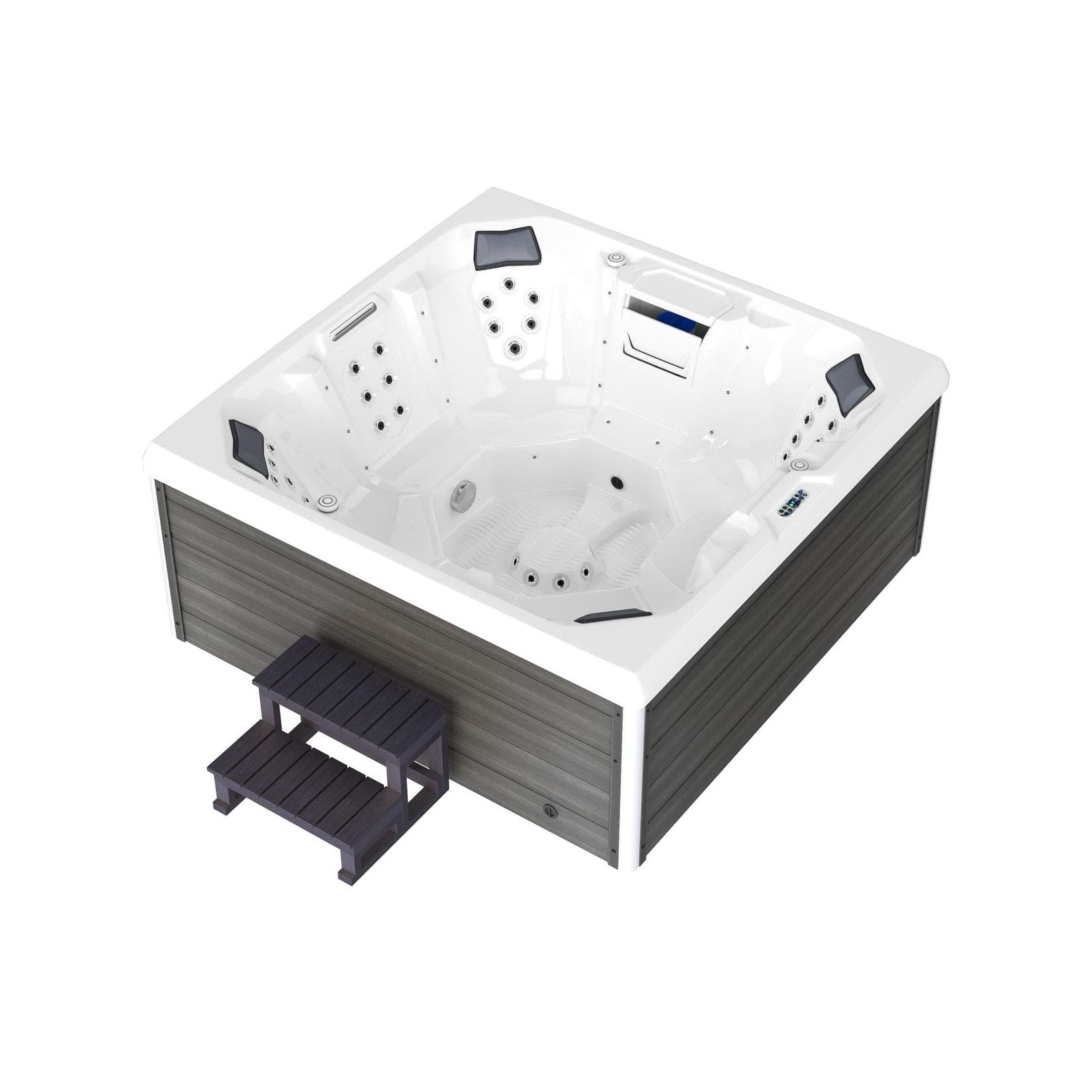 TroniTechnik® Outdoor Whirlpool Spa TORCELLO 210x210cm mit Heizung, Hydromassage, Farblicht