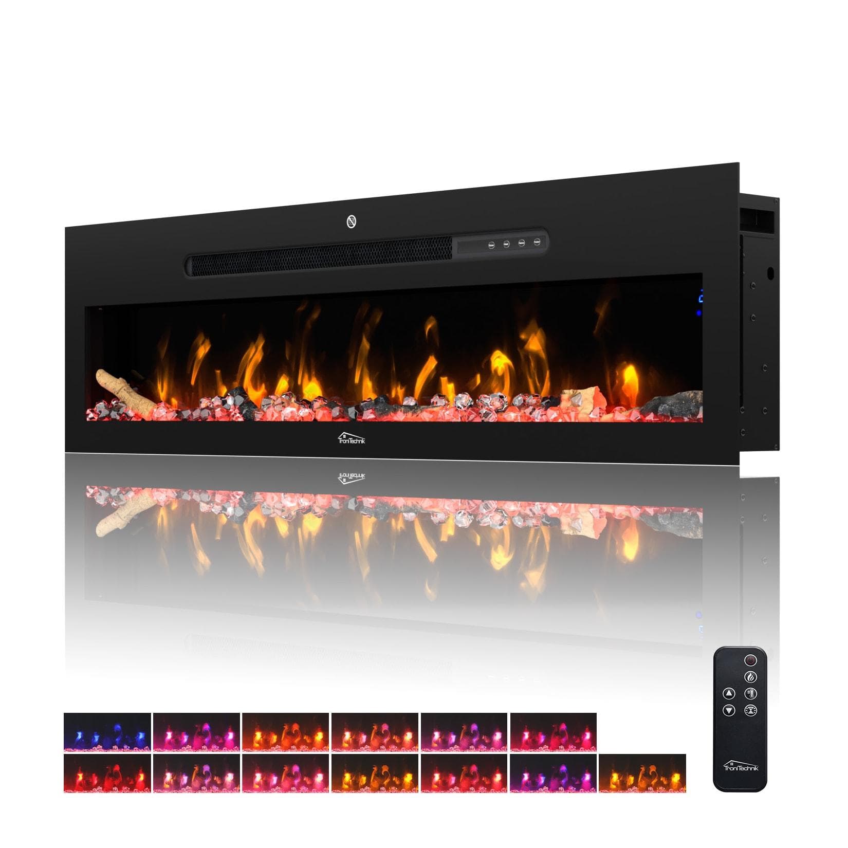 TroniTechnik Wandkamin Elektrisch Schwarz LED Flammeneffekt