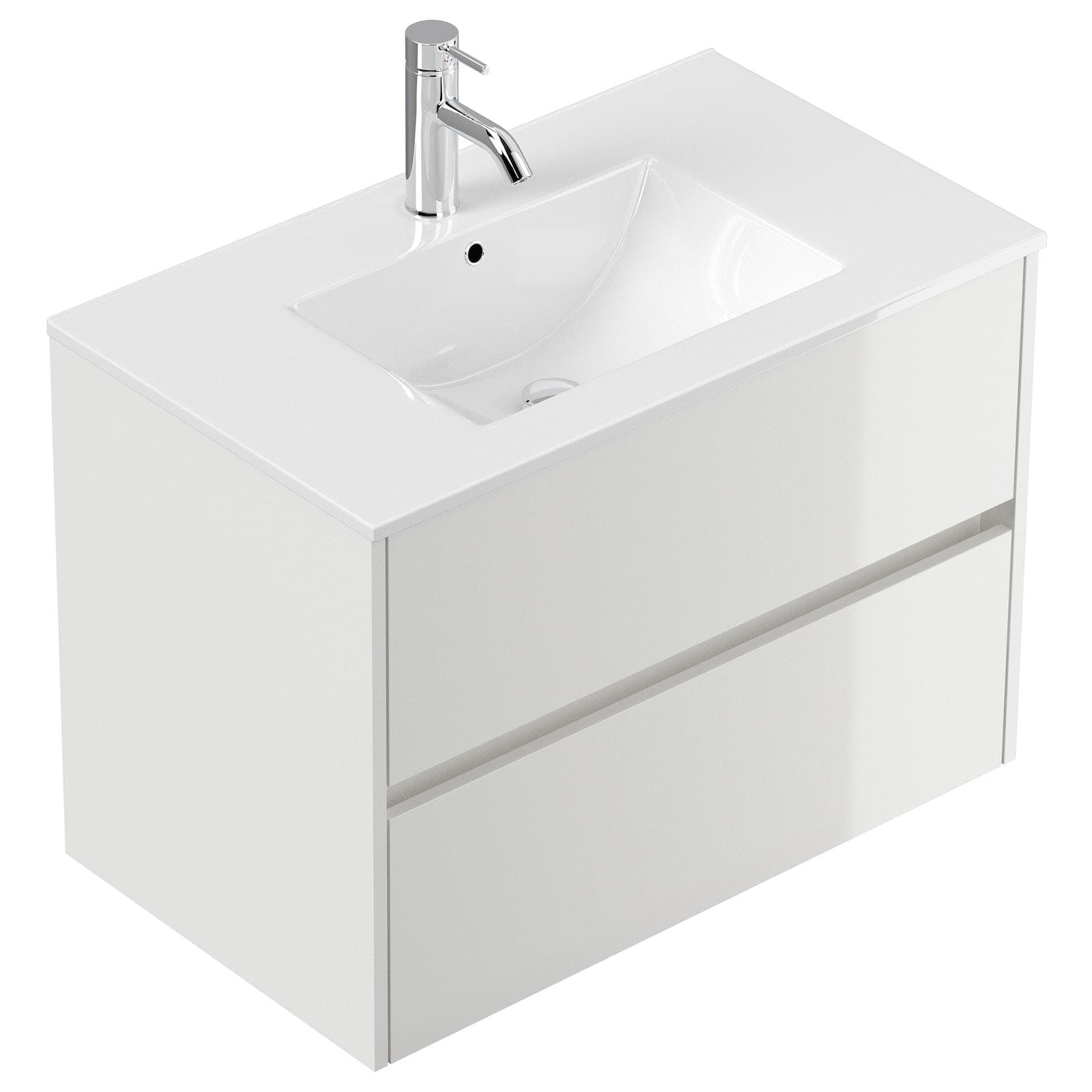 Badmöbel Limes Waschtisch 80cm 2 Greifraum SoftClose Auszüge Weiß