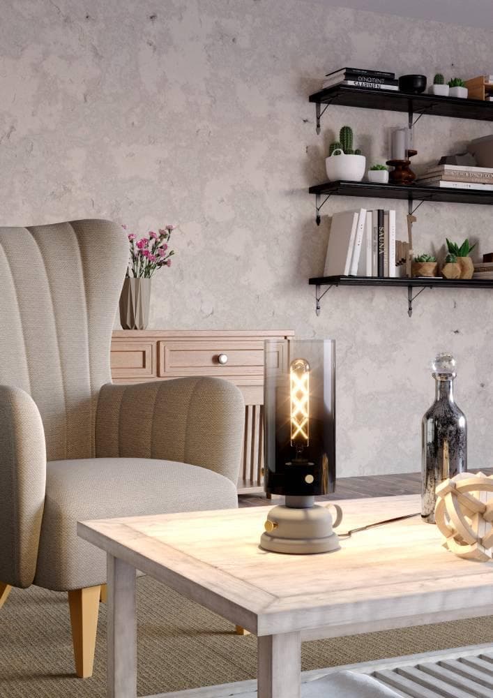 EGLO Tischleuchte Gargrave Messing Grau Nachttischlampe