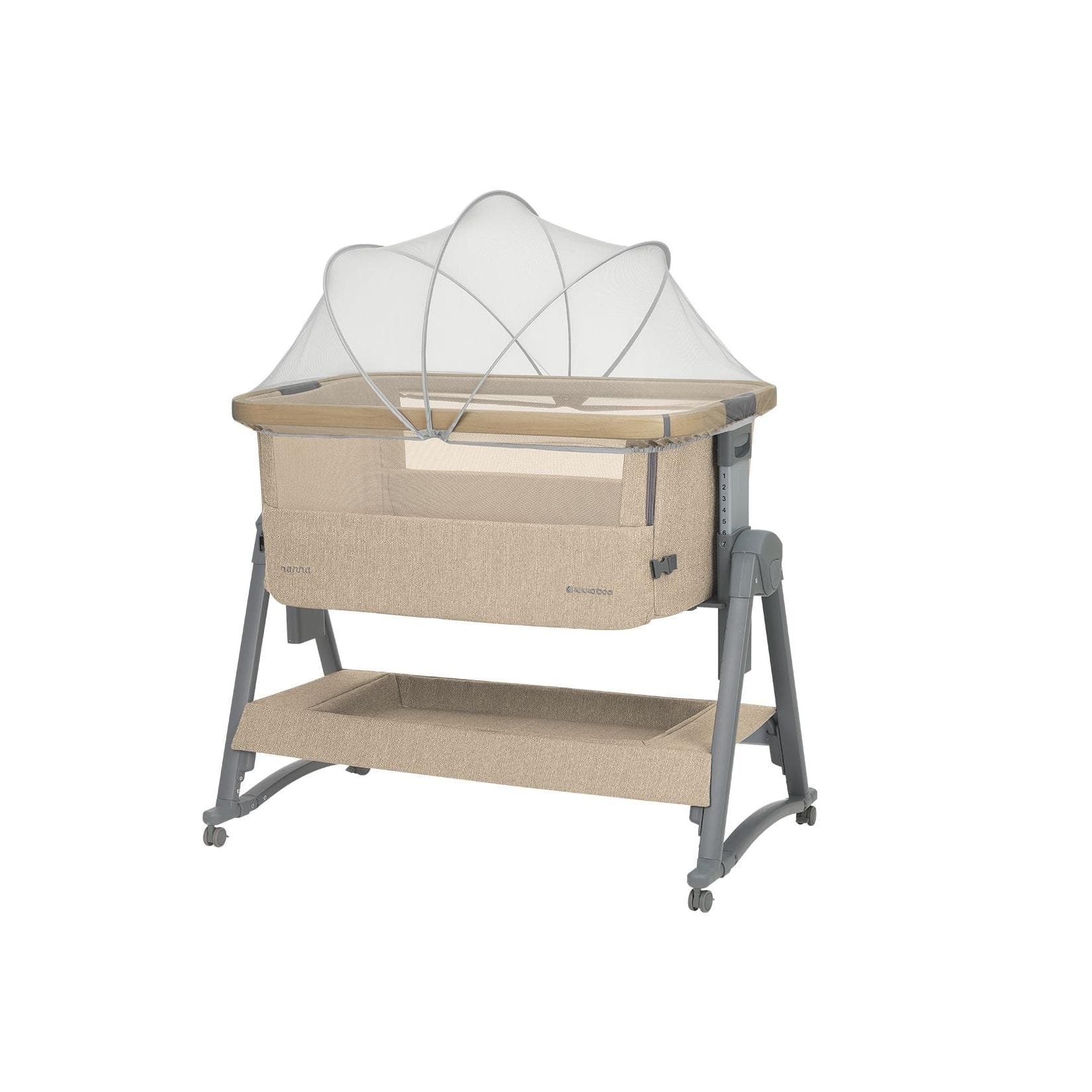 Kikka boo Beistellbett Nanna 2 Matratze Schaukelstäbe Moskitonetz Räder Korb Beige
