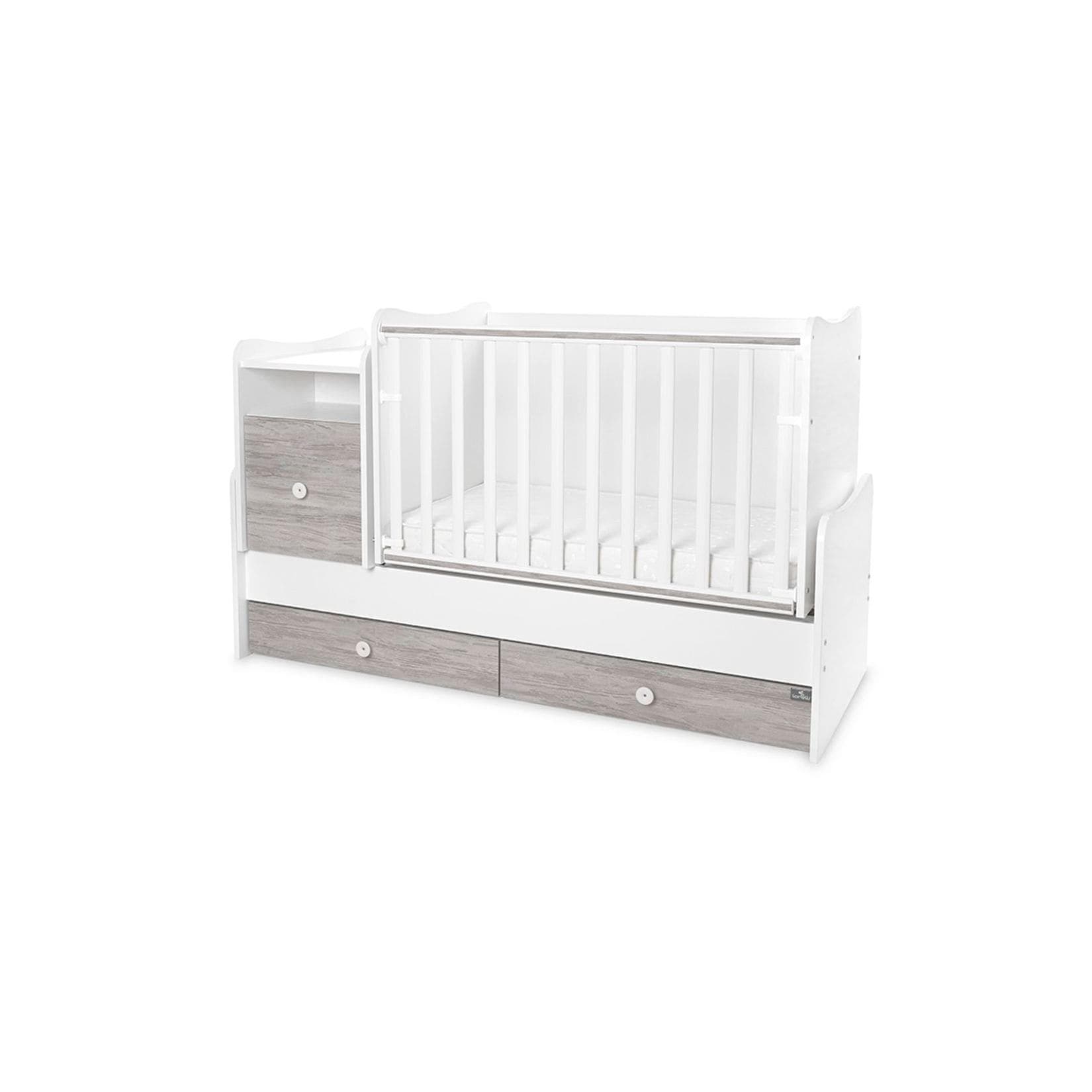 Lorelli Babybett Trend Plus 70x160cm Schreibtisch Kinderbett Schubladen Kommode Weiß/Grau