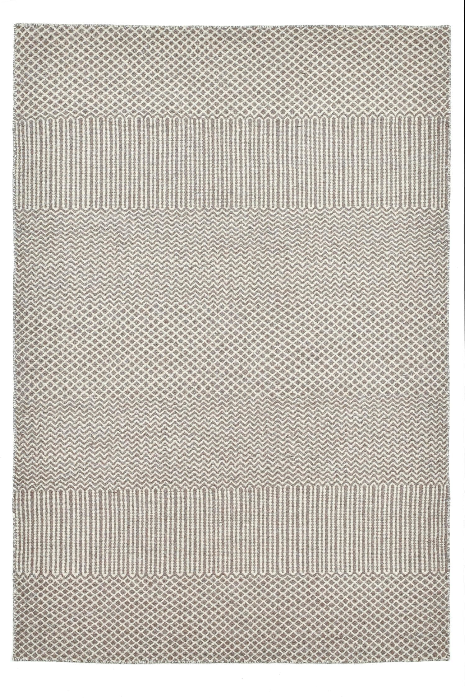 Wollteppich Trondheim Beige Schurwolle Handgewebt