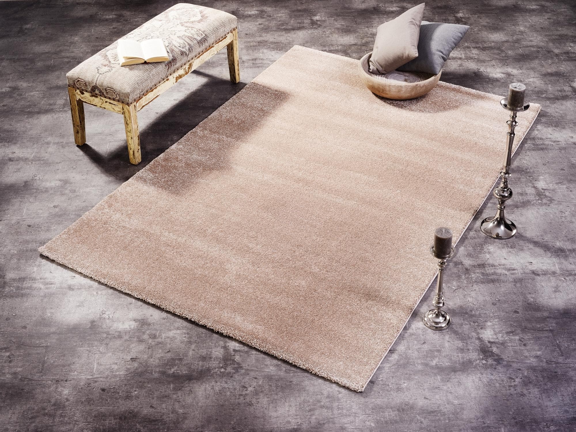 OCI Teppich Bellevue Beige Hochflor Shaggy 65x130cm
