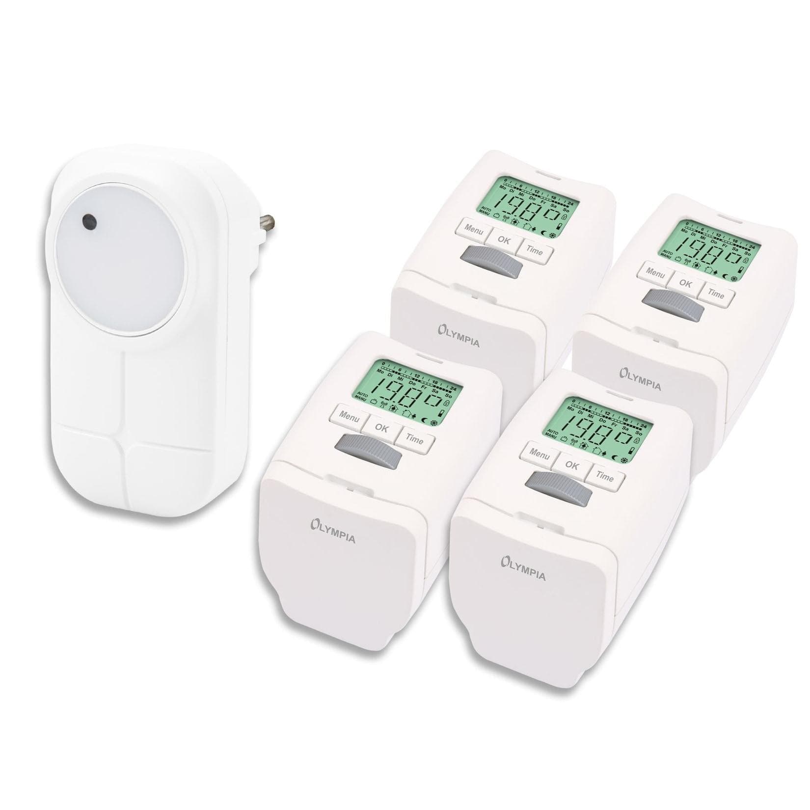 Olympia 4 Stück Heizkörperthermostat Smart Home System mit Gateway und App