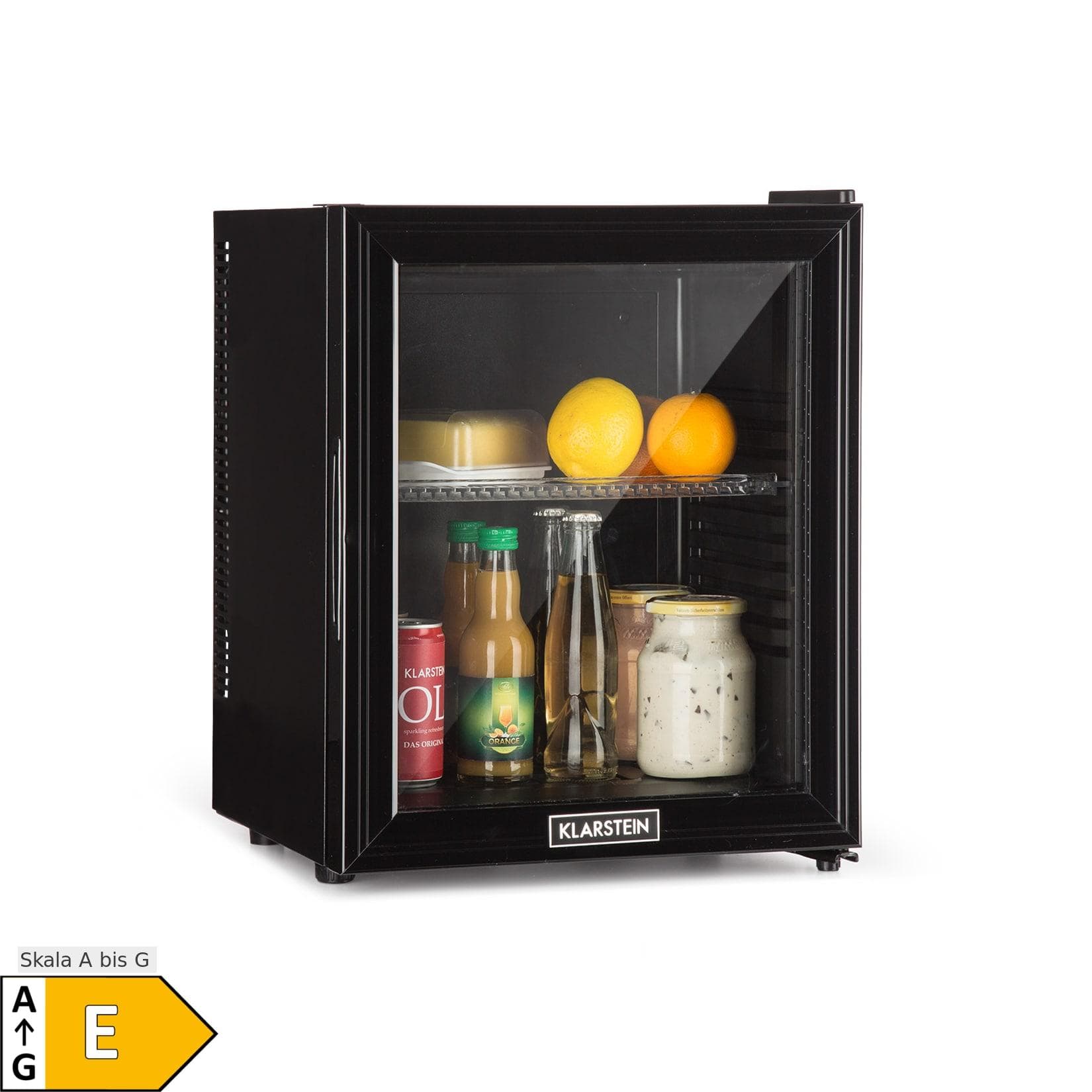 Klarstein Brooklyn 24 Mini-Kühlschrank Schwarz Glastür LED