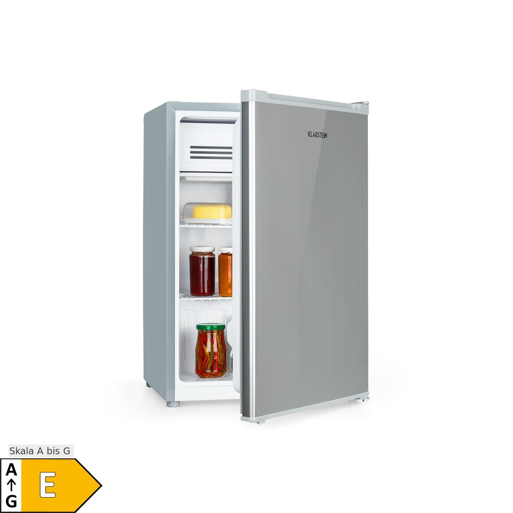 Klarstein Delaware Kühlschrank 75 Liter 4-Liter-Gefrierfach Kompression Silbergrau