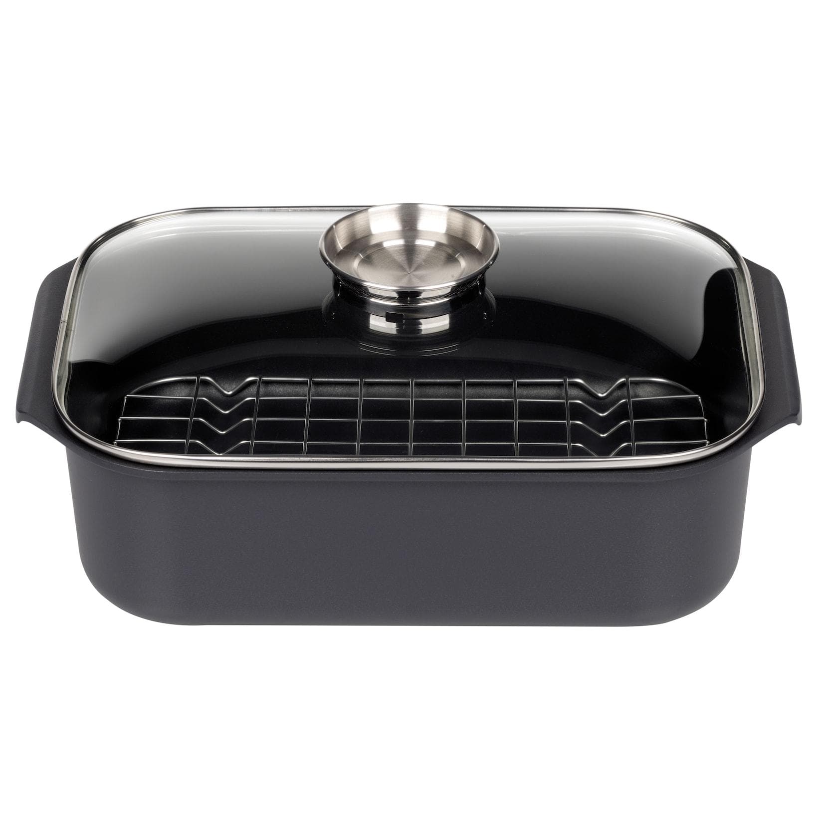 GSW Rechteckbräter Gourmet mit Grilleinsatz und Aroma-Glasdeckel