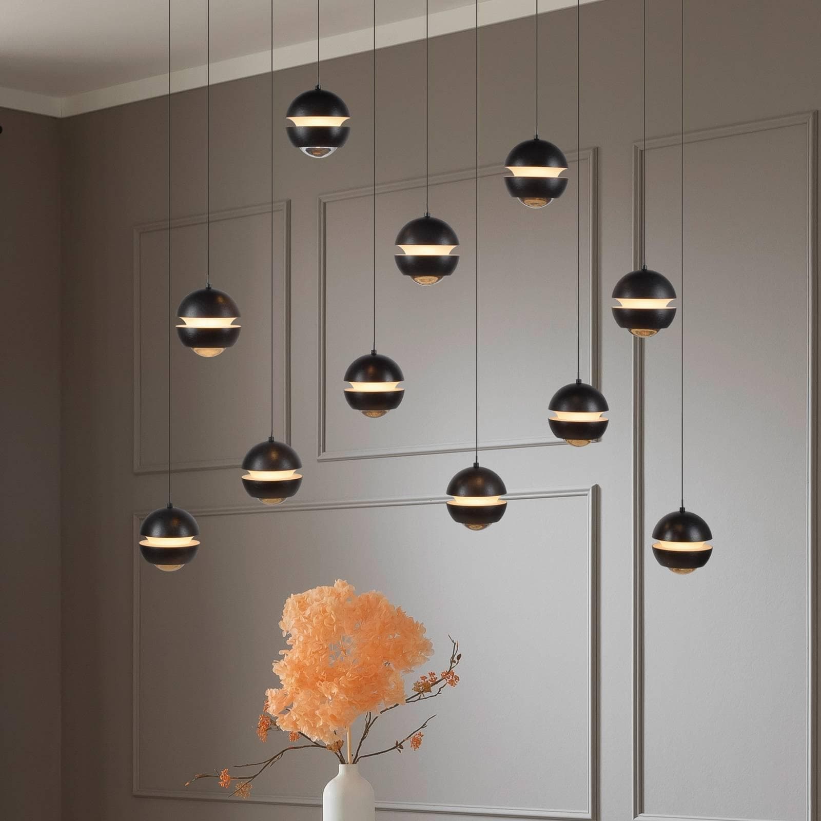 SCHÖNER WOHNEN LED-Hängelampe Lini Schwarz 11-fl. lang 3000K