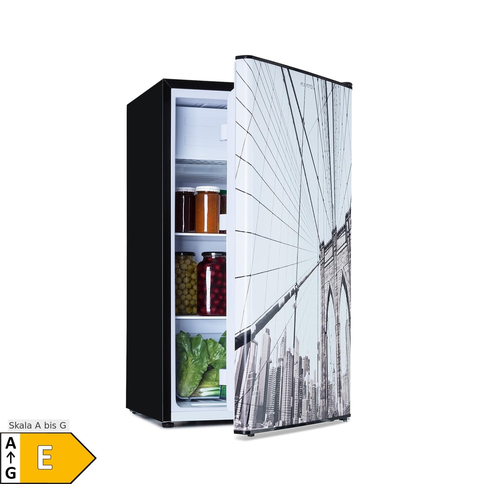 Klarstein CoolArt 79L Kühl-Gefrier-Kombination EEK E Gefrierfach 9L Designtür