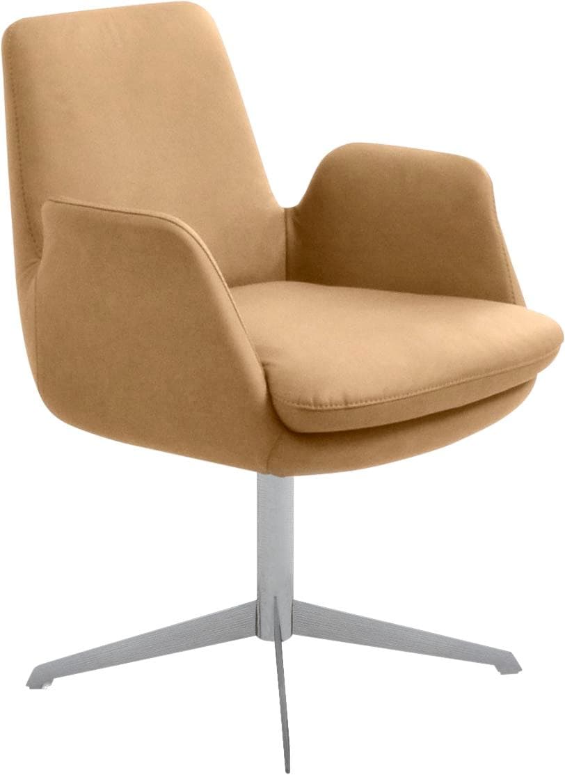 K+W Komfort & Wohnen Cube Drehstuhl Gelb Edelstahloptik mit Rückholfunktion