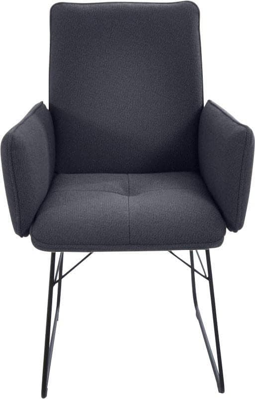 K+W Komfort & Wohnen Armlehnstuhl (1 St), Drahtkufengestell in Metall schwarz, Griff am Rücken, Steppung im Sitz