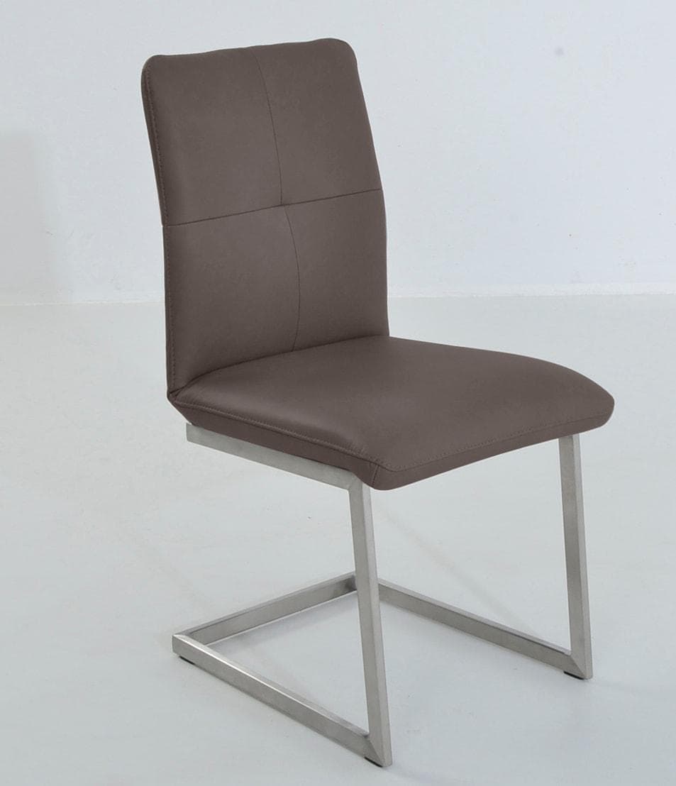 K+W Komfort & Wohnen Freischwinger 6511 Braun Sattel Edelstahloptik