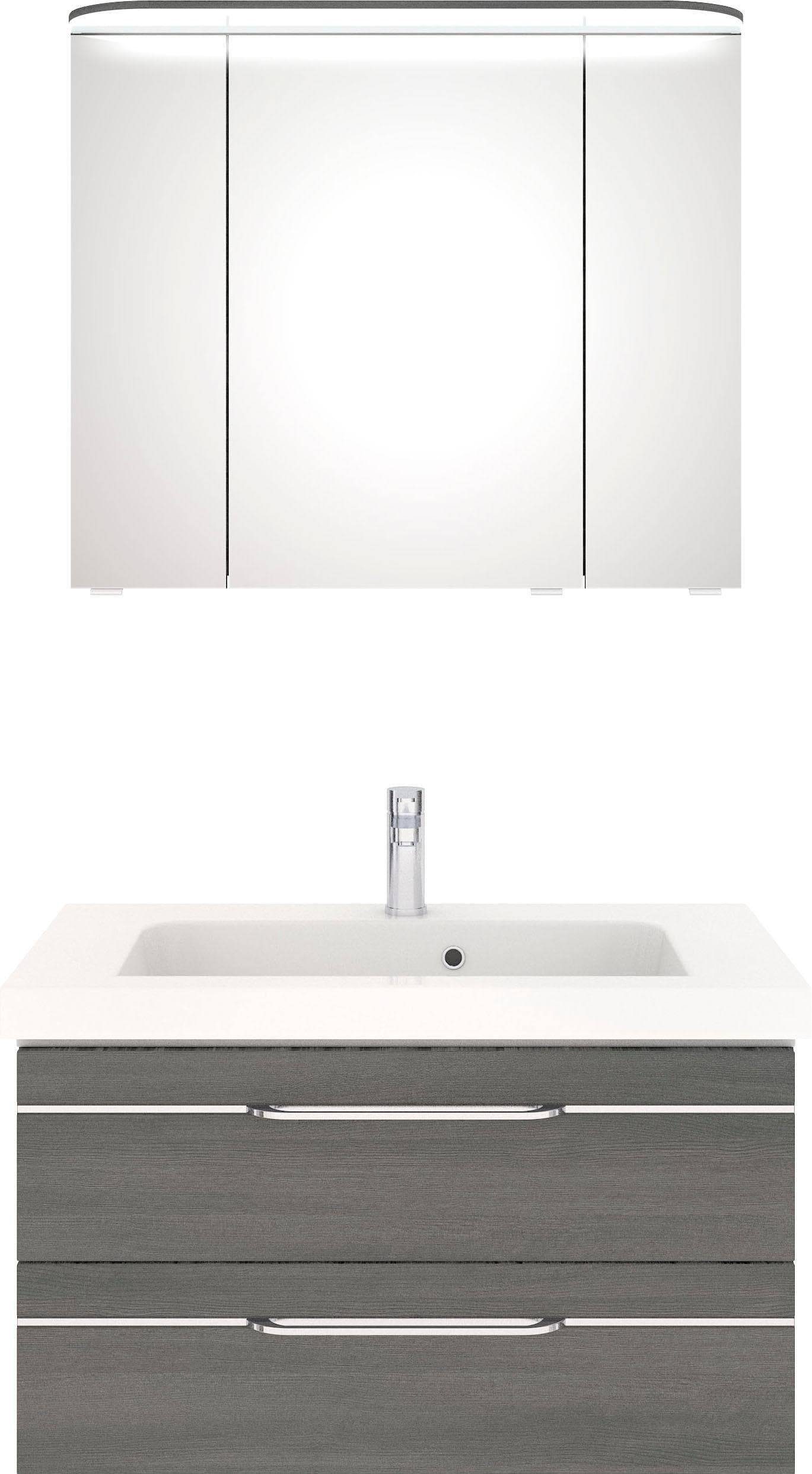 Baur Versand Badmöbel-Set SAPHIR "Balto Sprint" Mineralmarmor-Waschtisch LED-Spiegelschrank