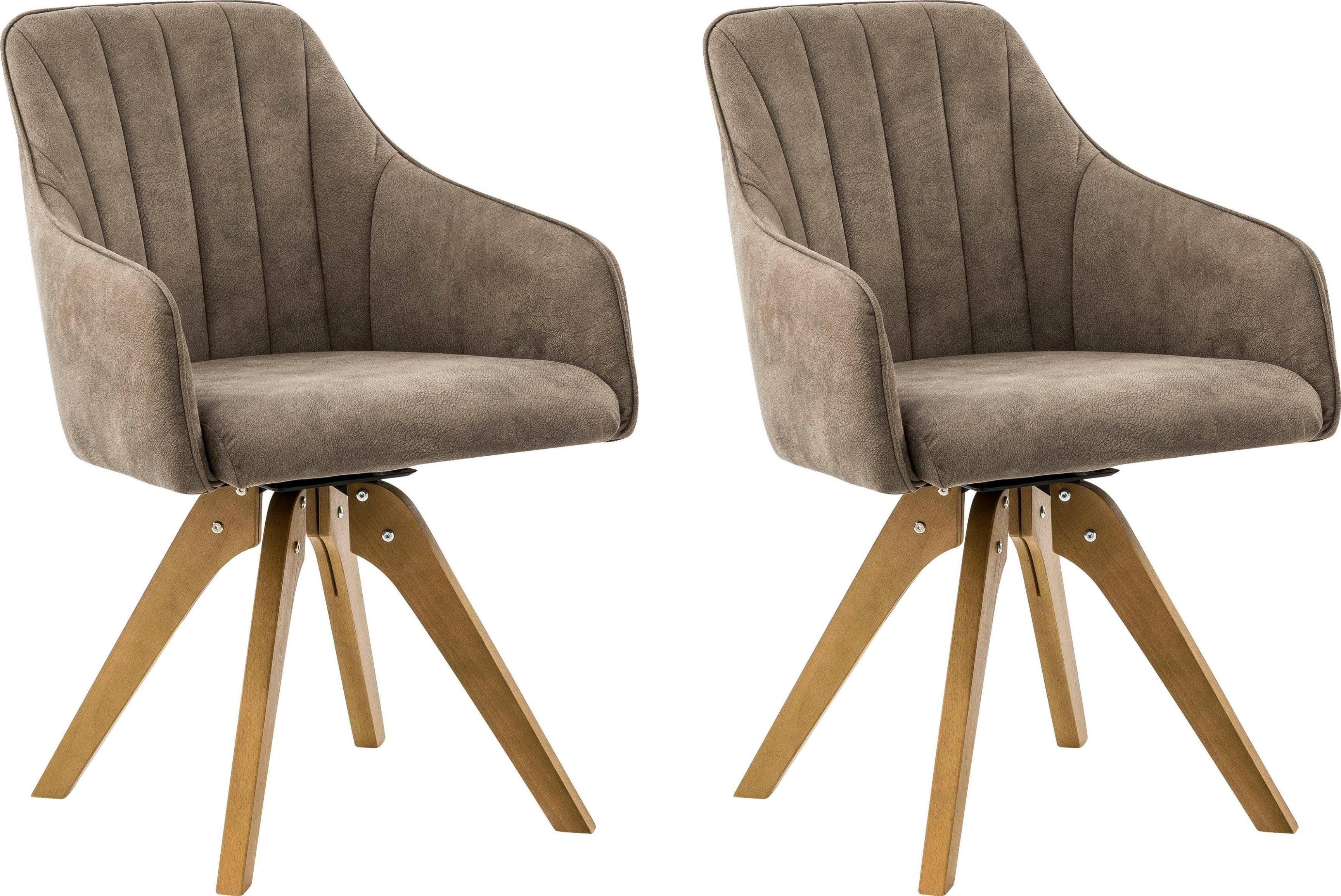 HOME AFFAIRE Drehstuhl Formentor Braun Microfaser Eicheoptik