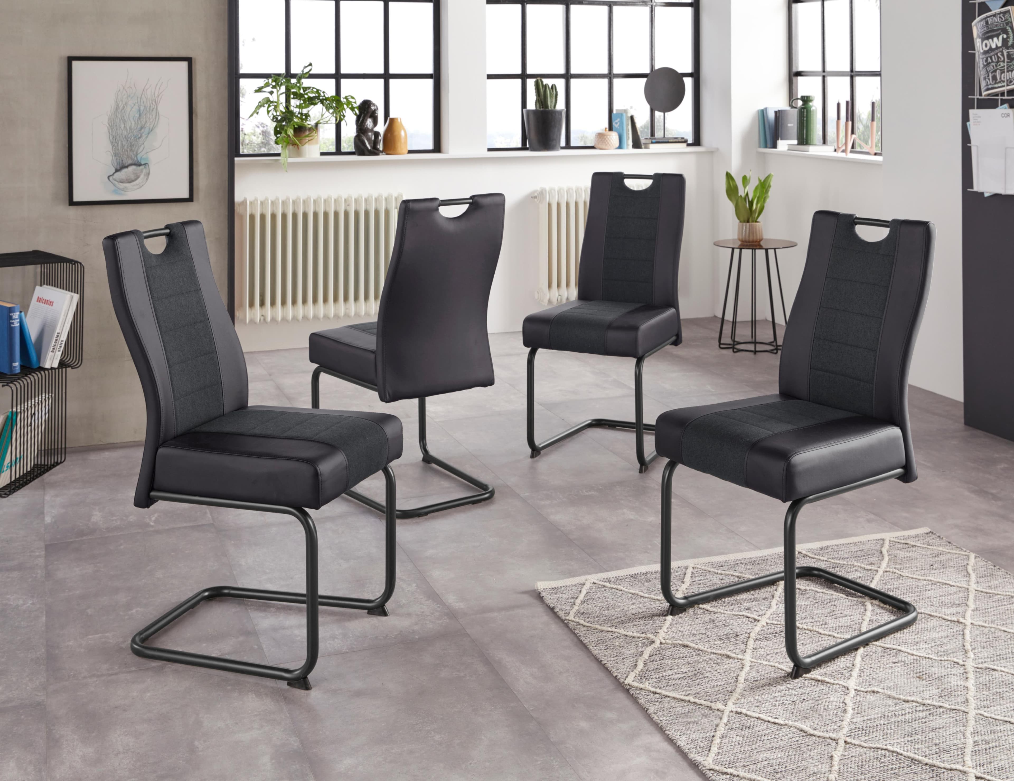 HELA Esszimmerstuhl Erika S Schwarz Federkern Polsterung Freischwinger