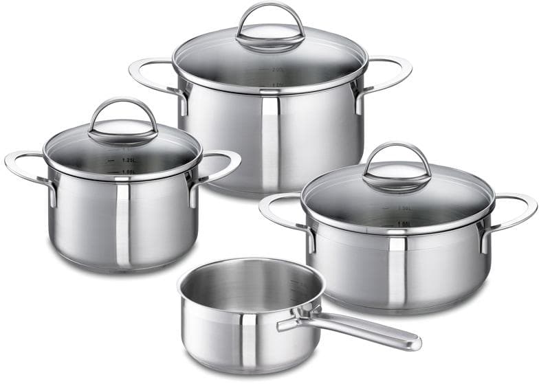 Schulte-Ufer Topf-Set Wave Silber 4-teilig Edelstahl Induktion