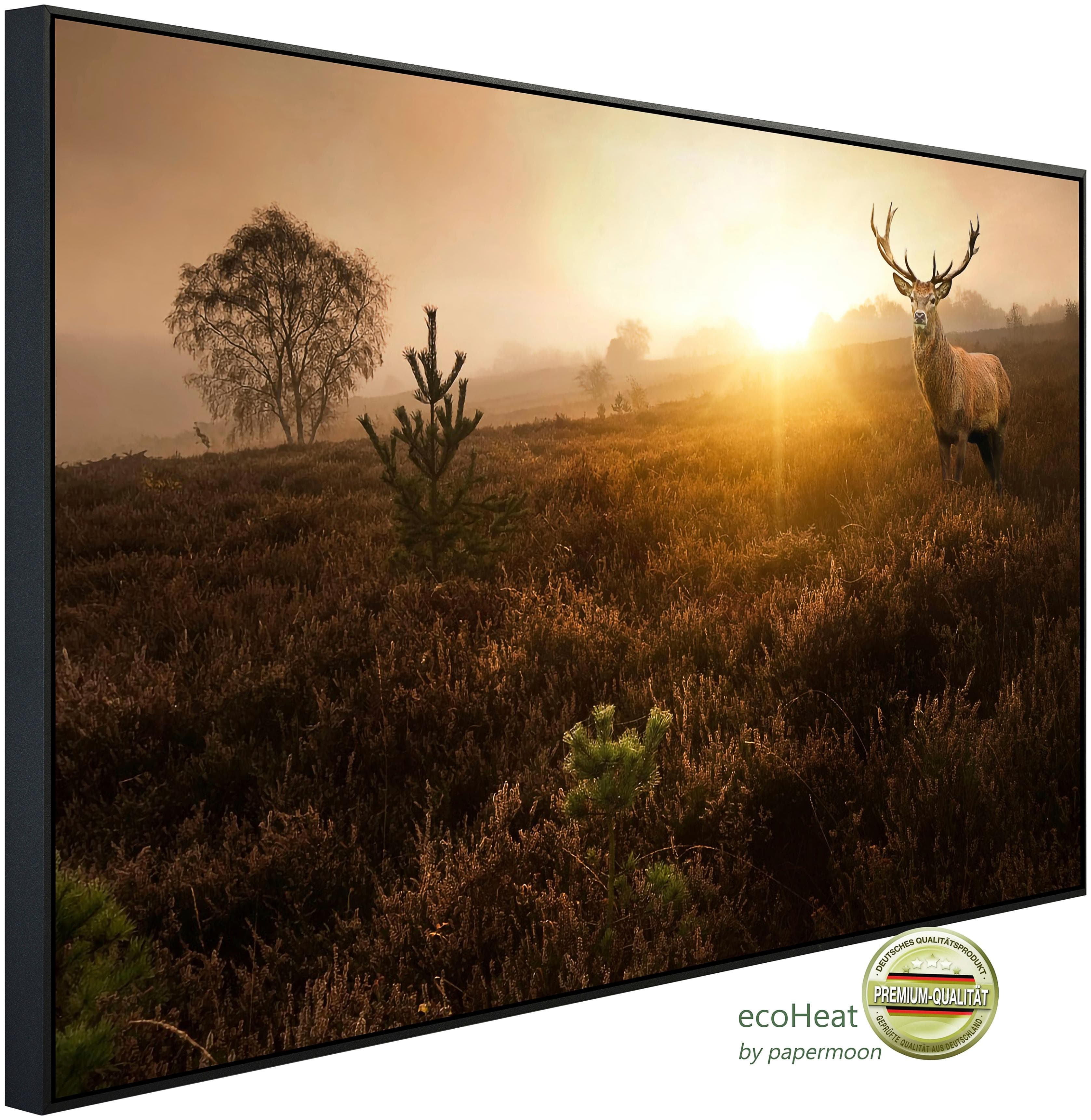 PAPERMOON Infrarotheizung Hirsch in Landschaft Kunstmotiv Aluminiumrahmen