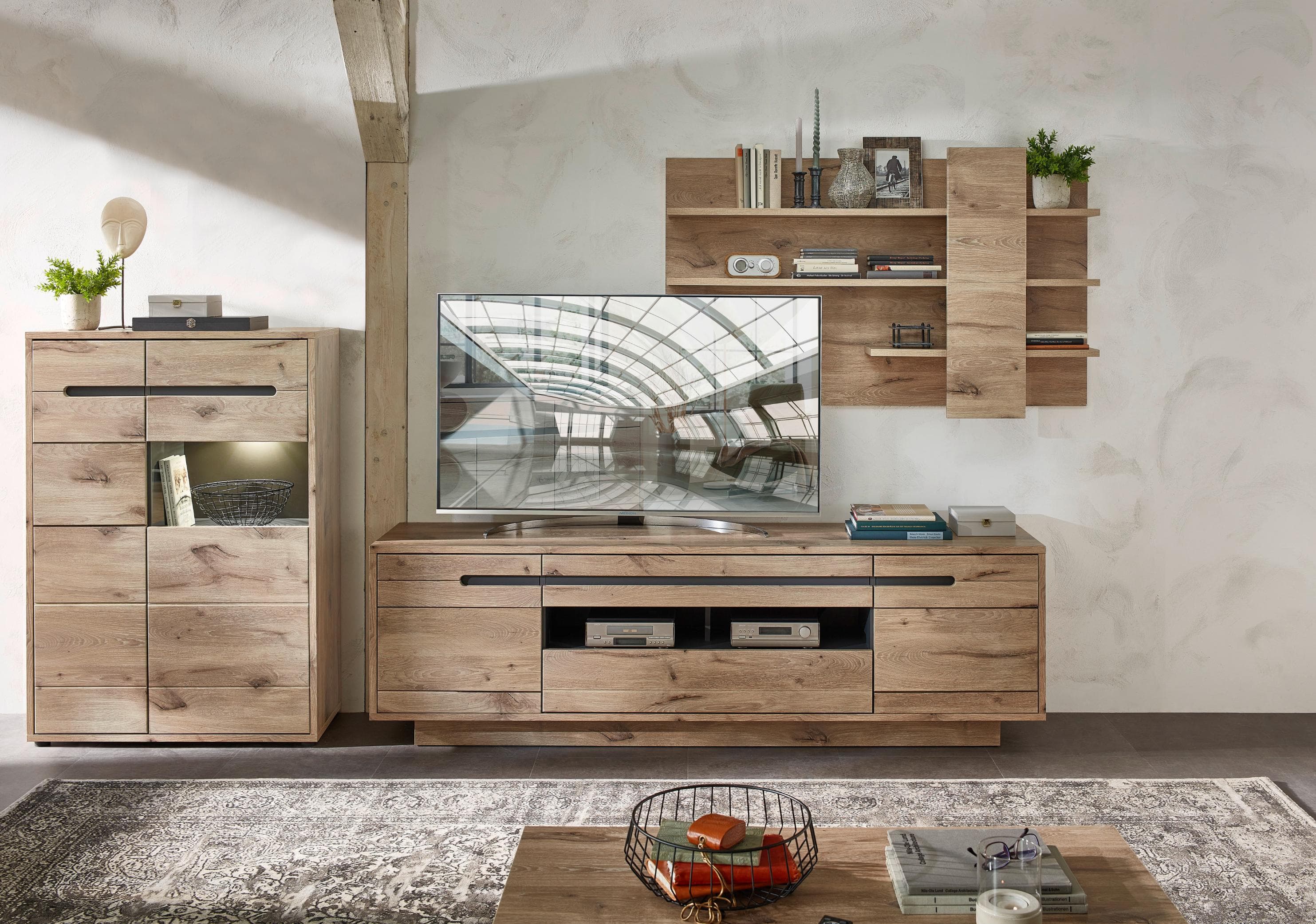 INNOSTYLE Wohnwand BELLANO Braun Grau mit LED-Beleuchtung
