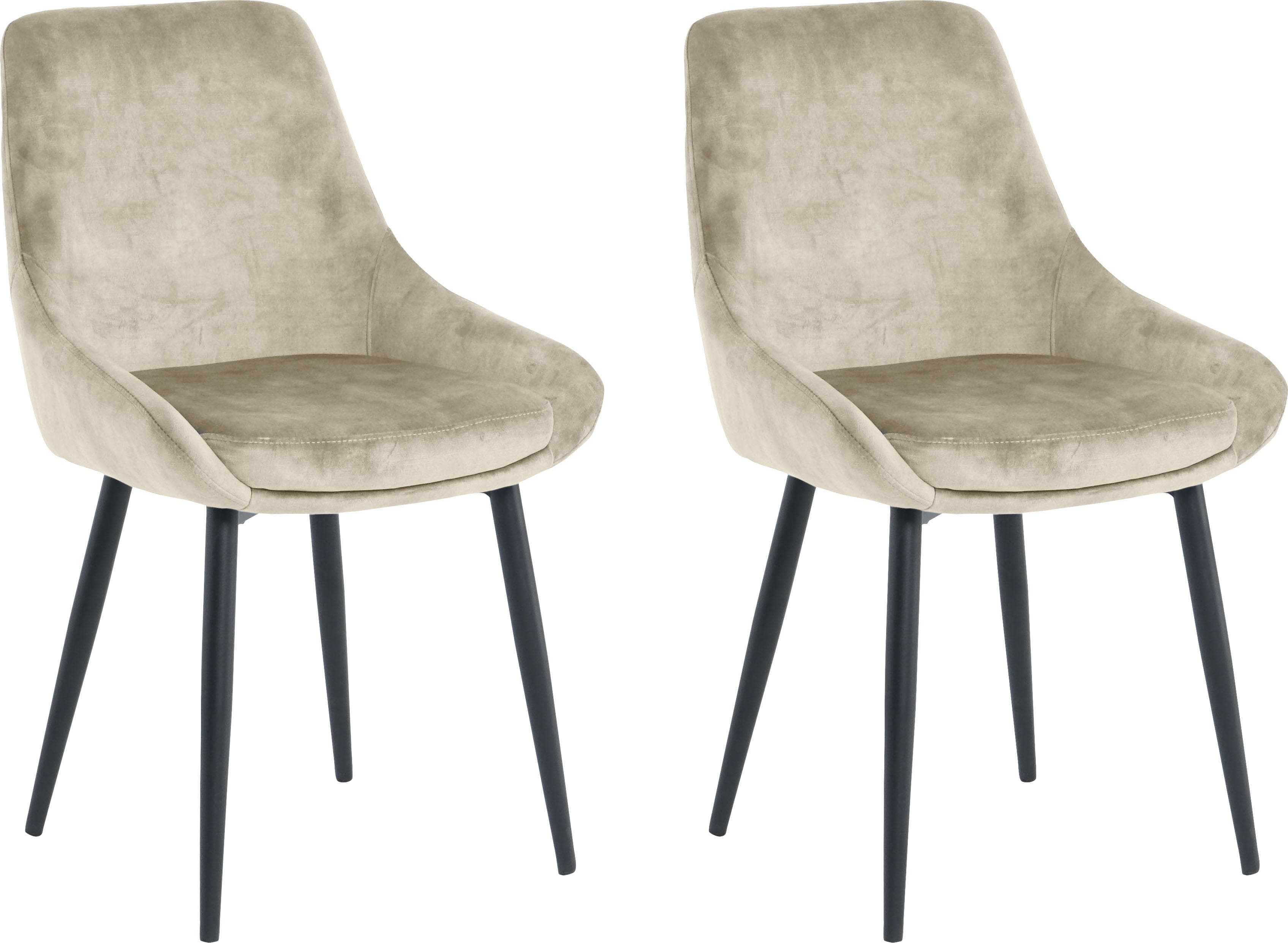 SIT Polsterstuhl 2er-Set Beige Schwarz Samt Optik