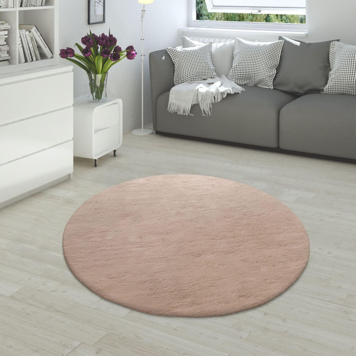 PACO HOME Fellteppich Rabbit 780 Beige Rund 160cm