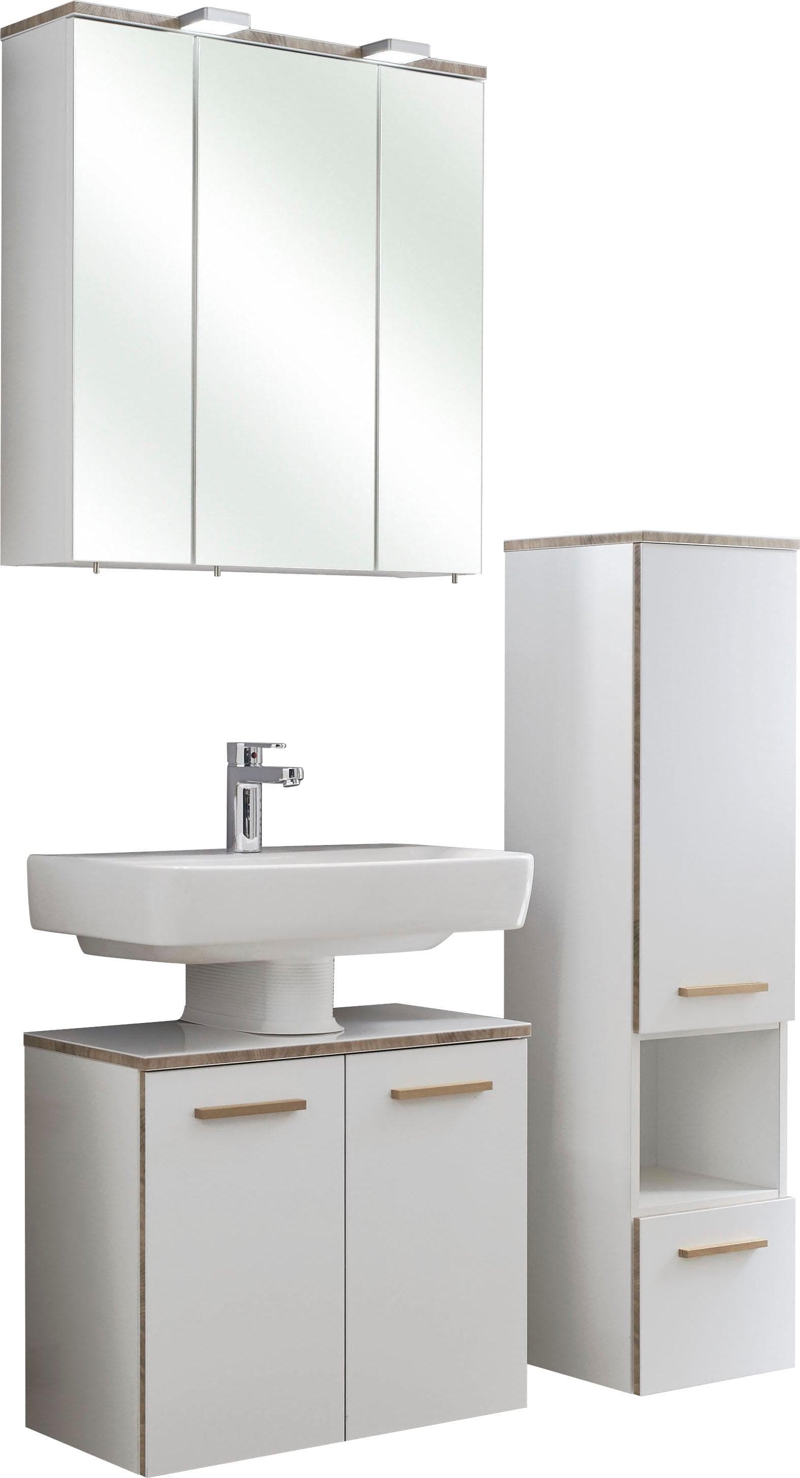 Badmöbel-Set SAPHIR Quickset 931 3-teilig Weiß LED-Spiegelschrank