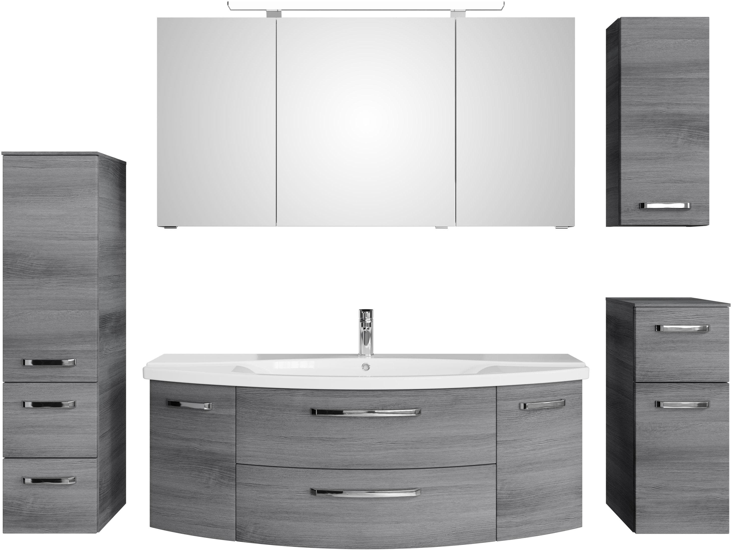 Badmöbel-Set SAPHIR 5-teilig mit LED-Spiegelschrank Grau
