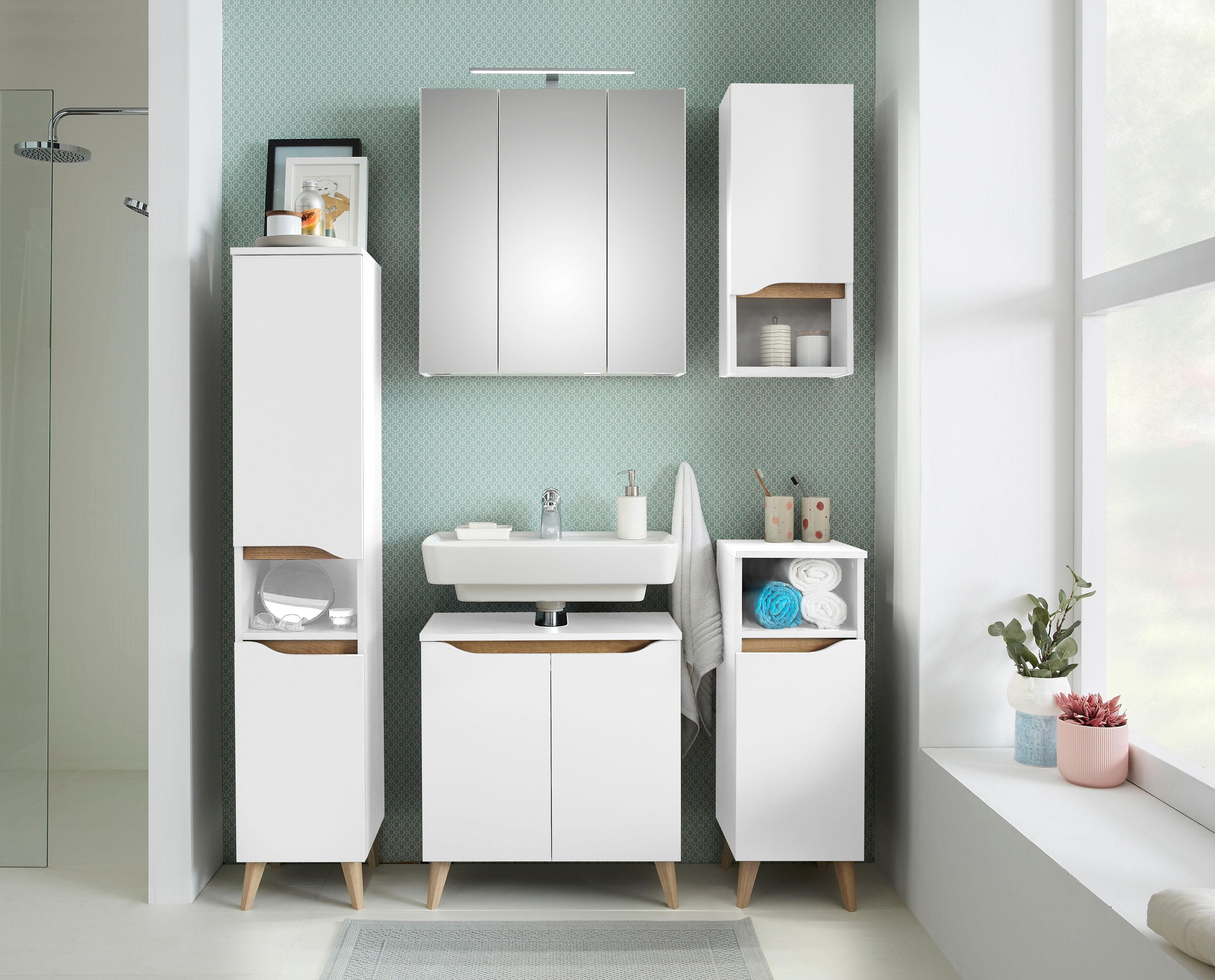 Badmöbel-Set SAPHIR Quickset 5-teilig mit LED-Spiegelschrank Weiß