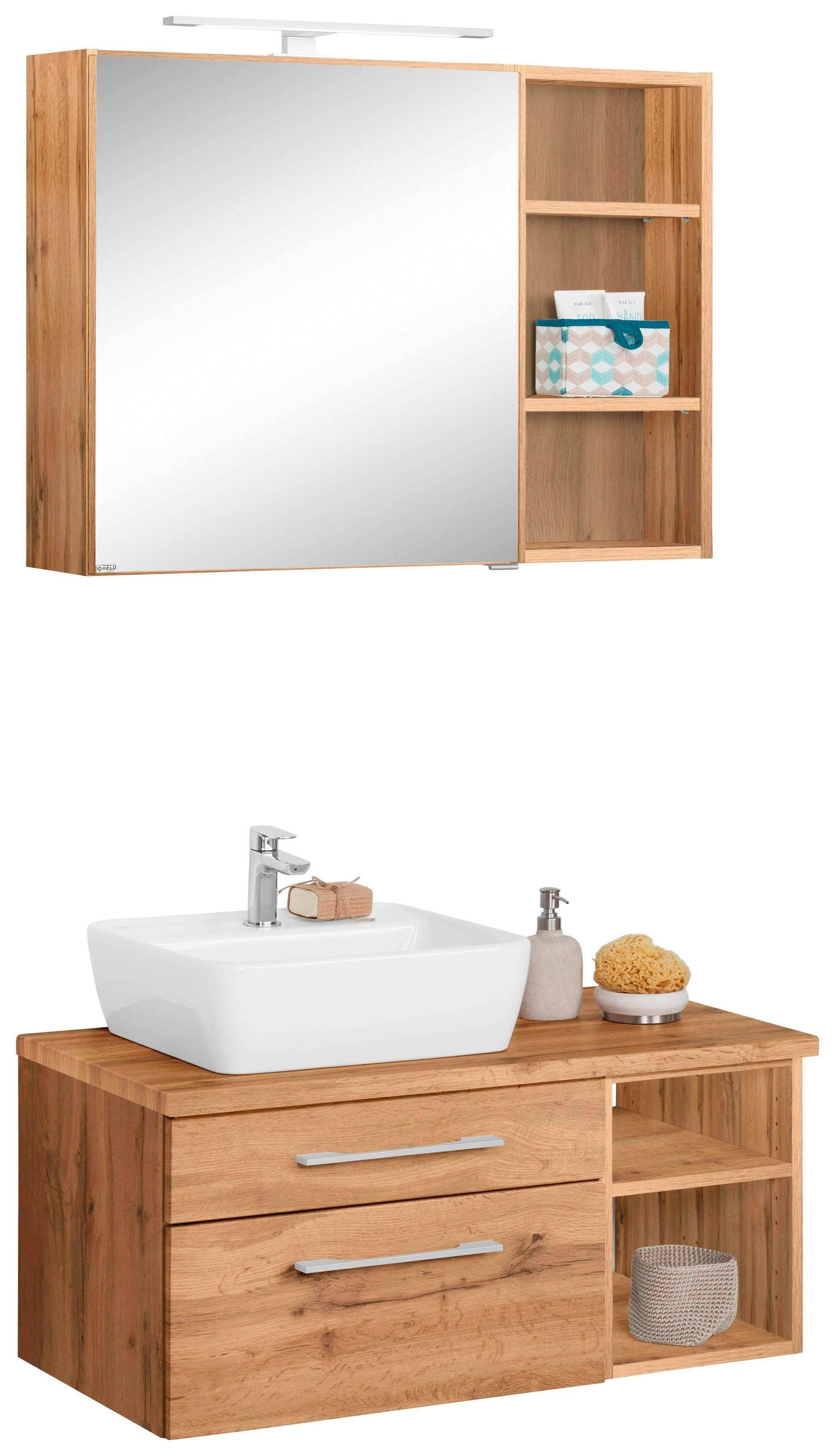 Spiegelschrank Set mit Regal und Waschtisch