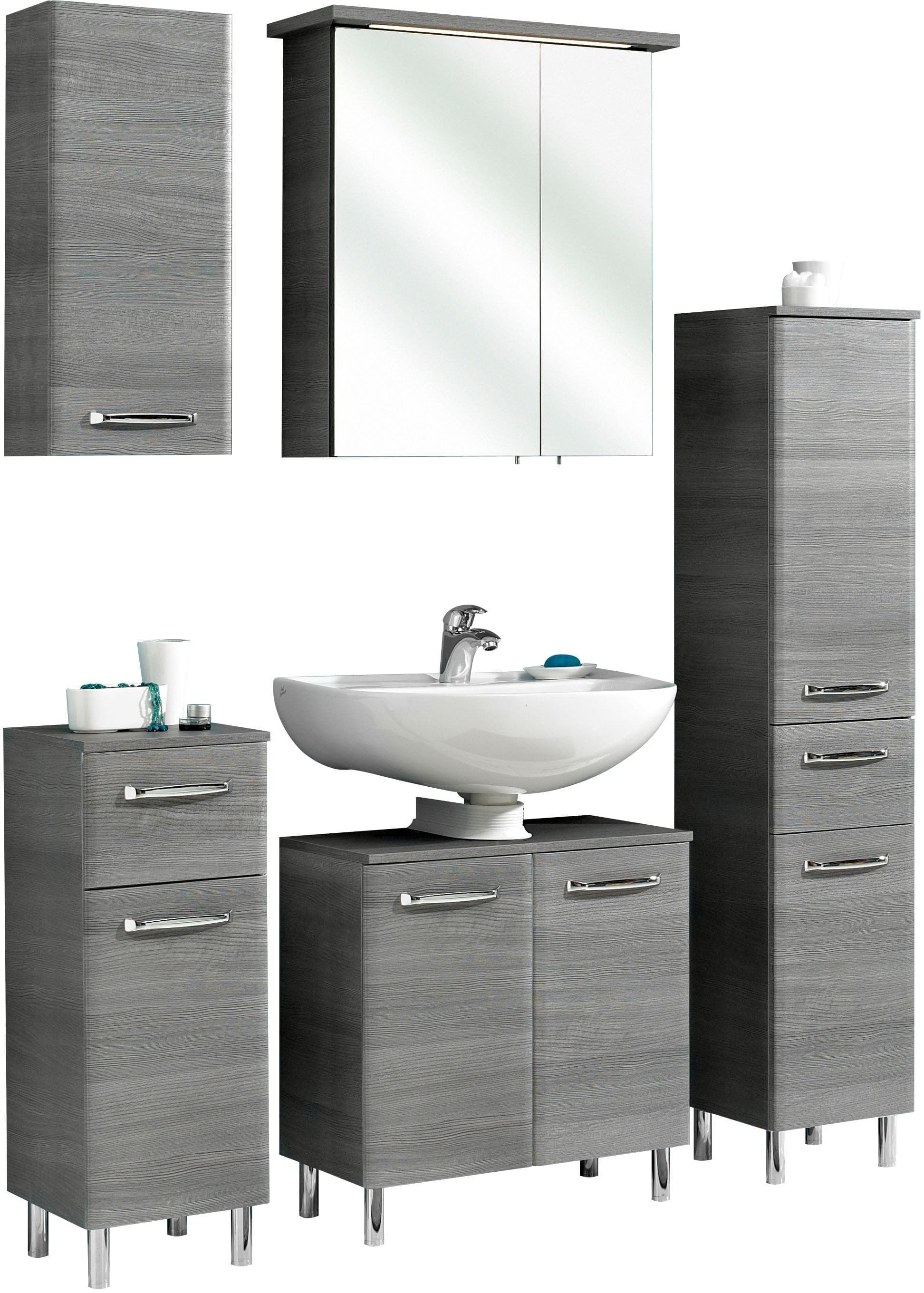 SAPHIR Quickset 328 Badmöbel-Set 5-teilig Grau mit LED-Spiegelschrank