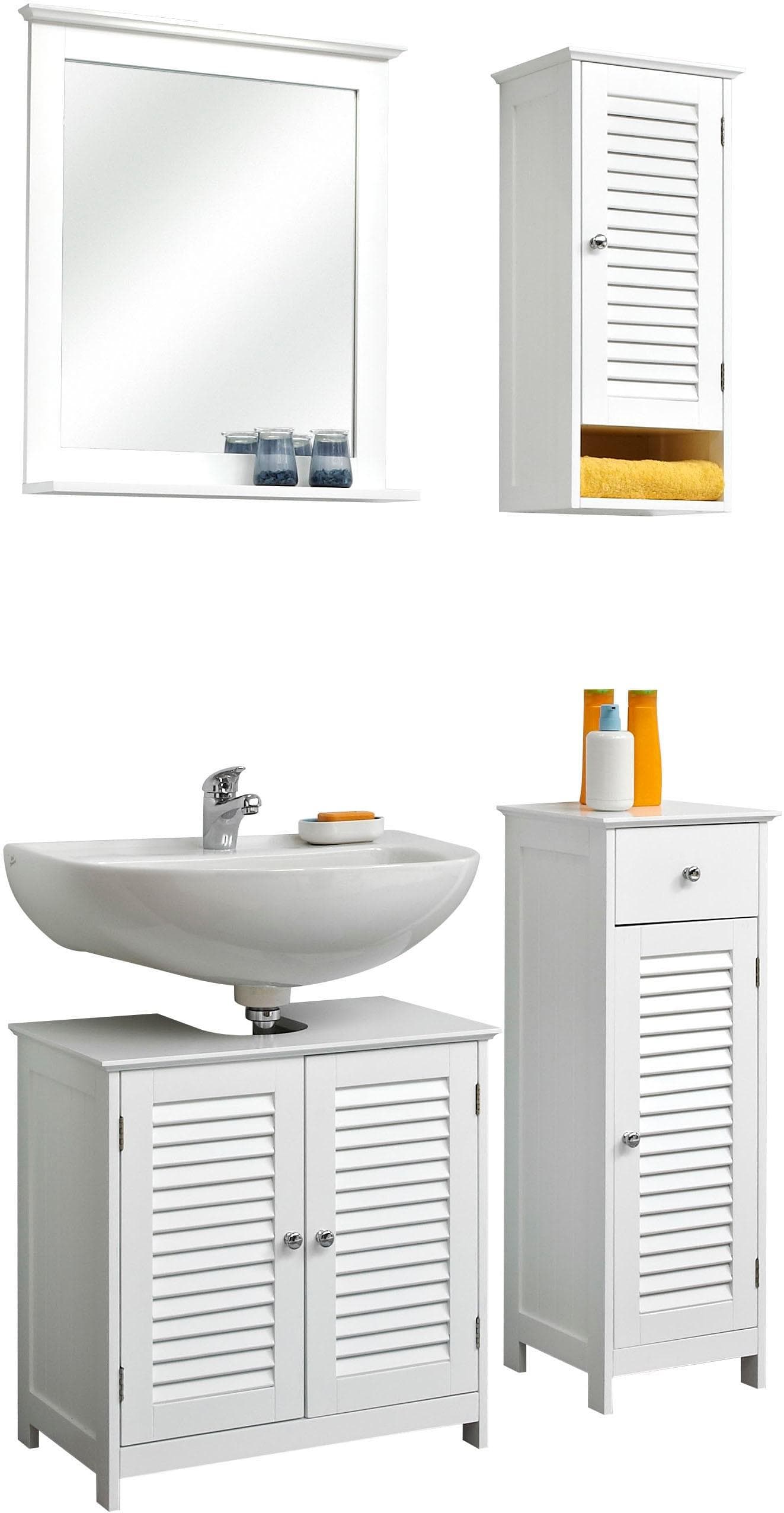 Badmöbel-Set SAPHIR Quickset 928 4-teilig Weiß mit Spiegel