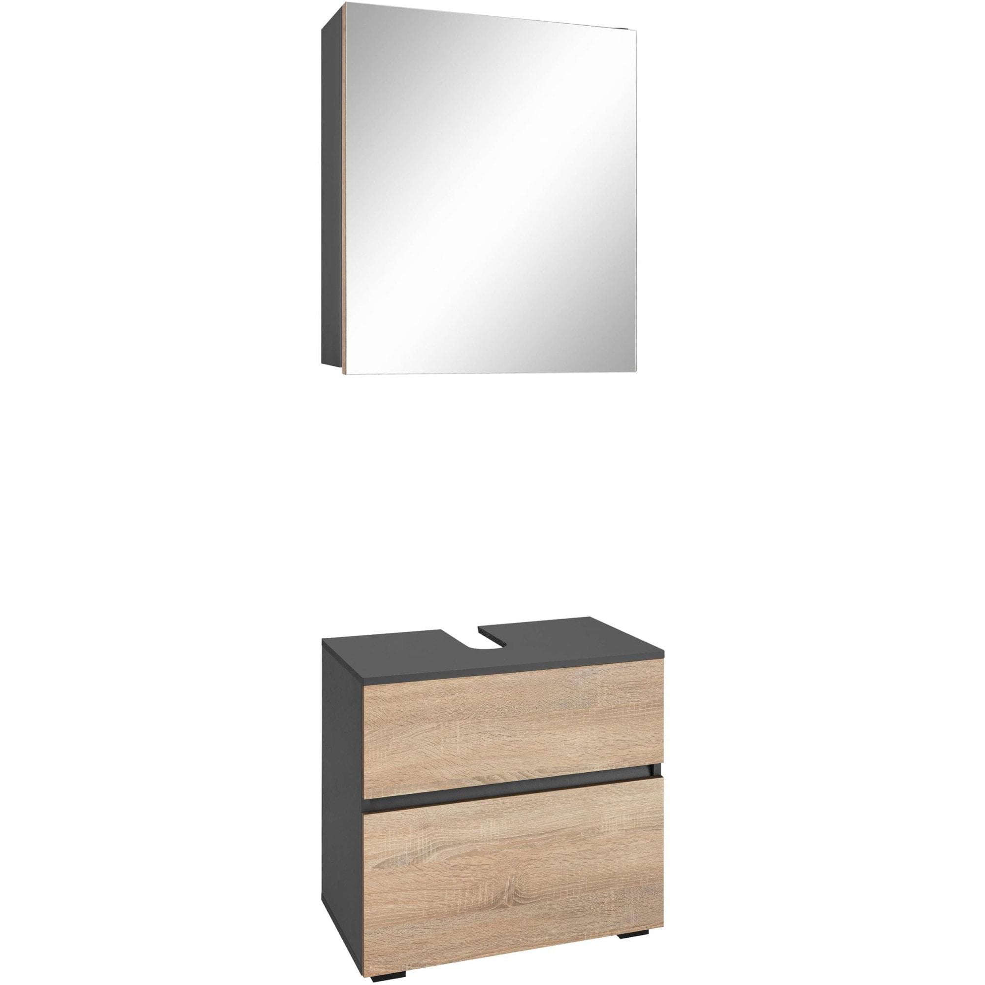 HOME AFFAIRE Wisla Badmöbel-Set Anthrazit/Eiche 60cm