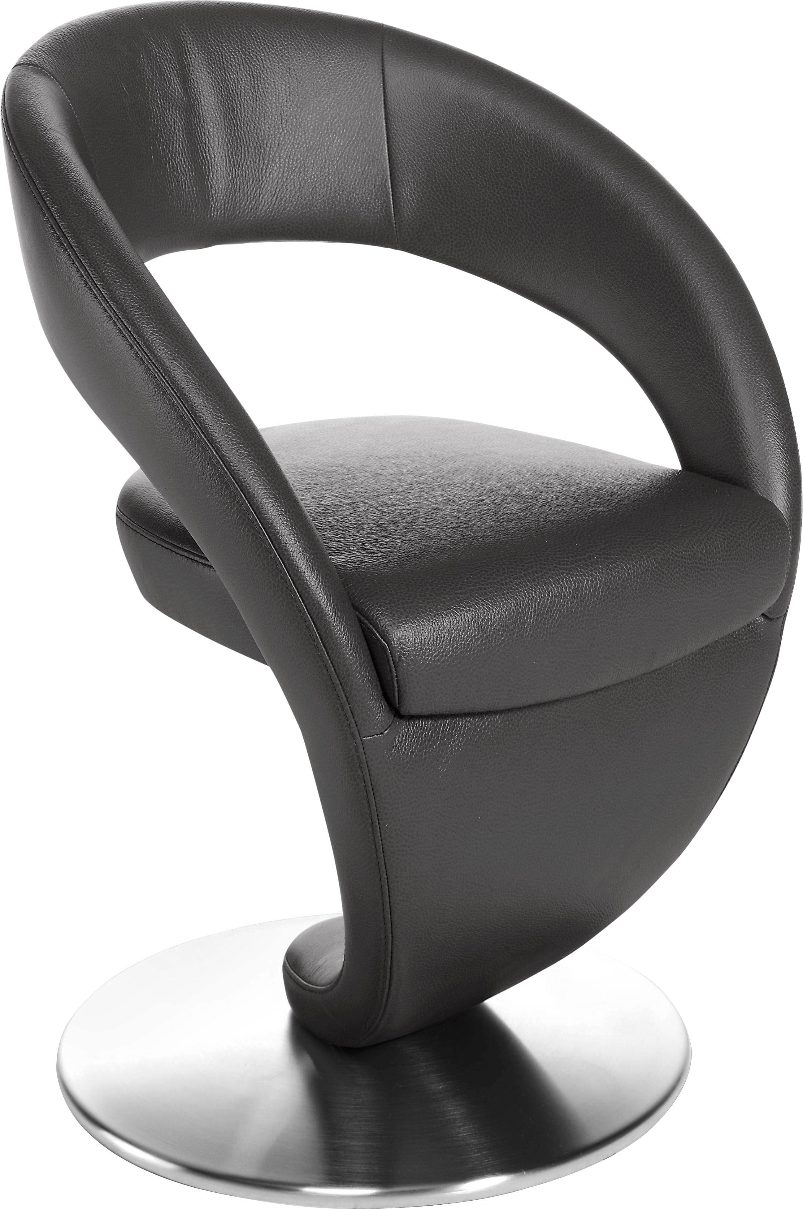 K+W Drehstuhl Wave Esszimmer Stuhl Braun Leder Edelstahloptik