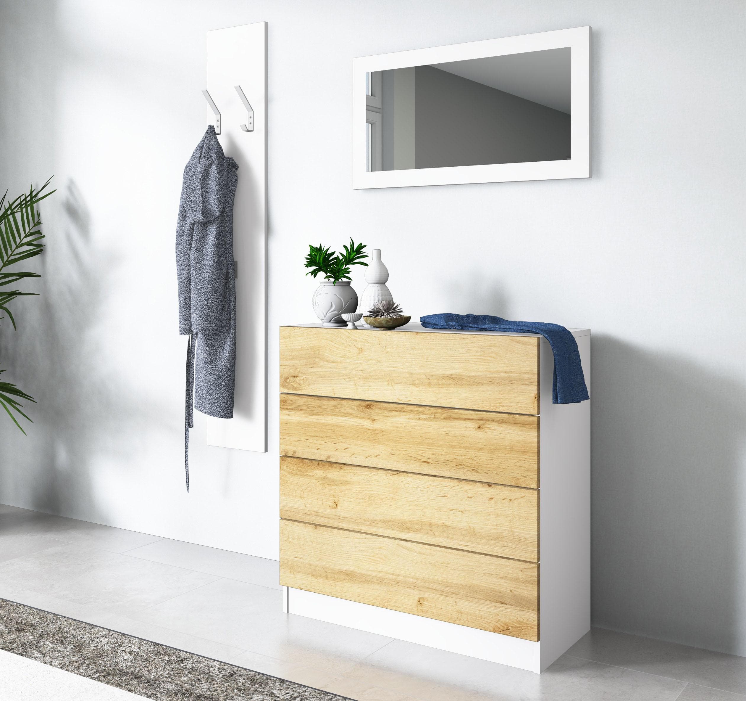 Garderoben-Set Vaasa 3 von Borchardt Möbel weiß matt/eichefarben