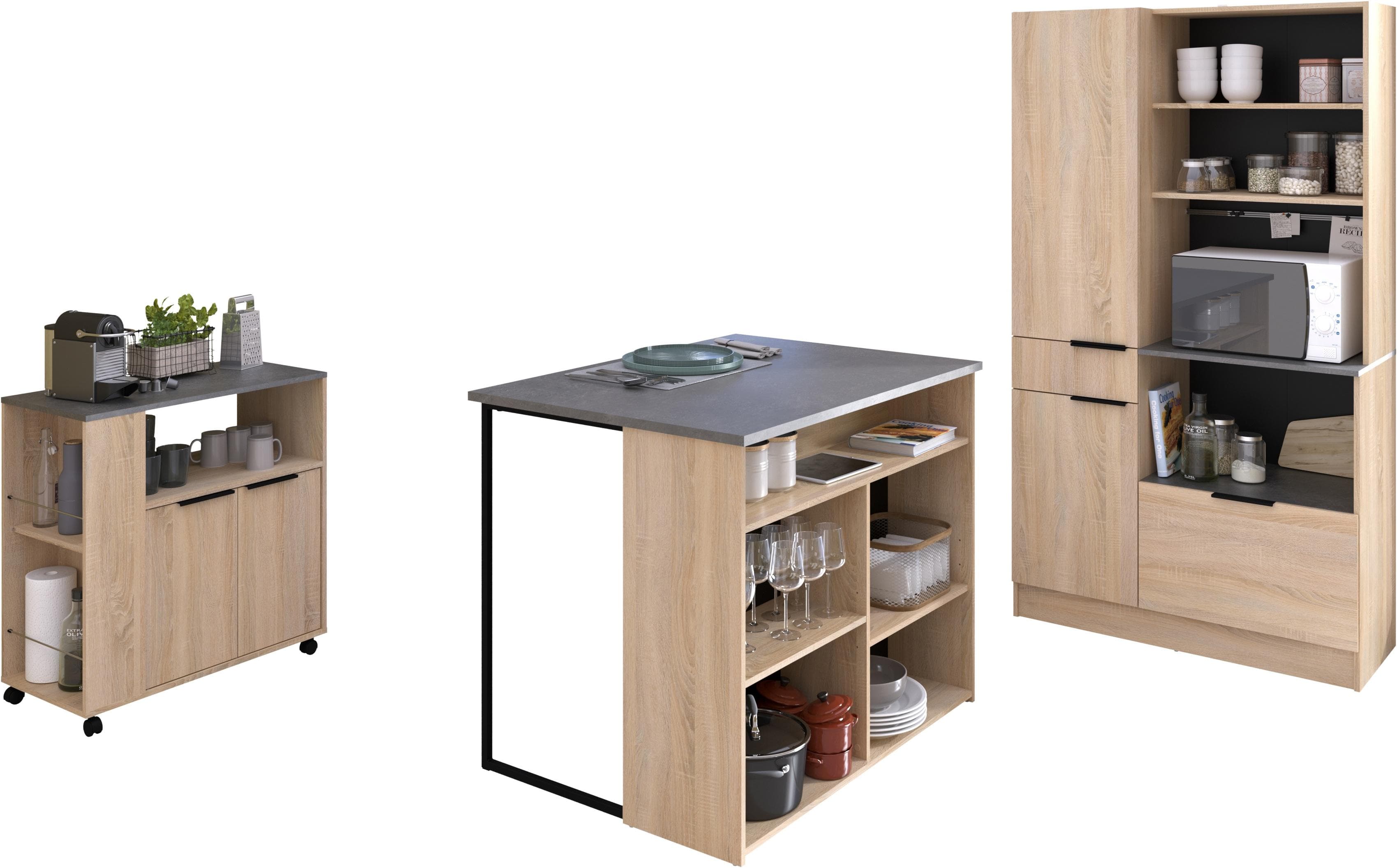 Parisot Schrank-Set Fumay 3 Braun Eiche Nachbildung Holzwerkstoff