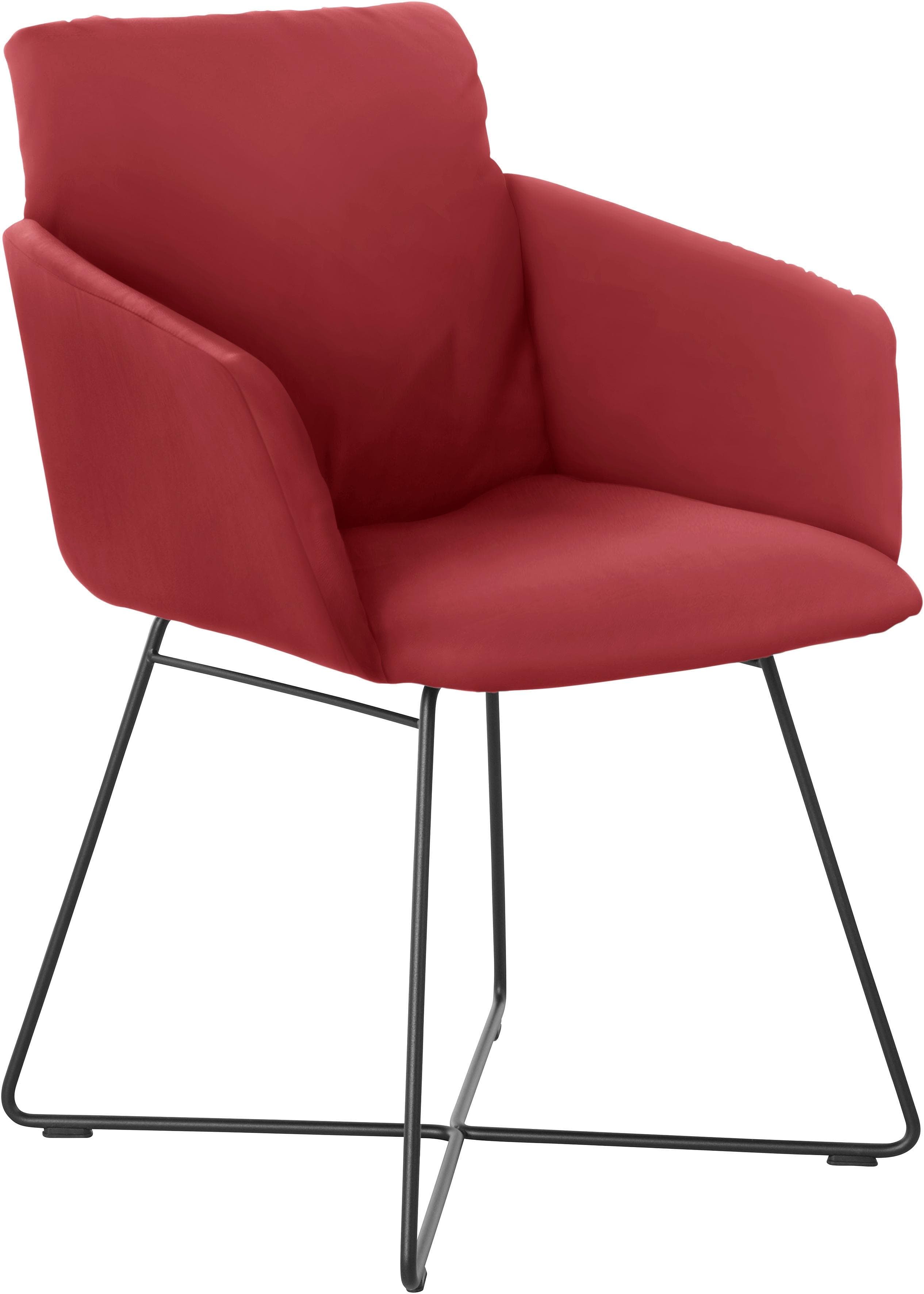 Moderner Armlehnstuhl aus Drahtrohr und Chenillegewebe