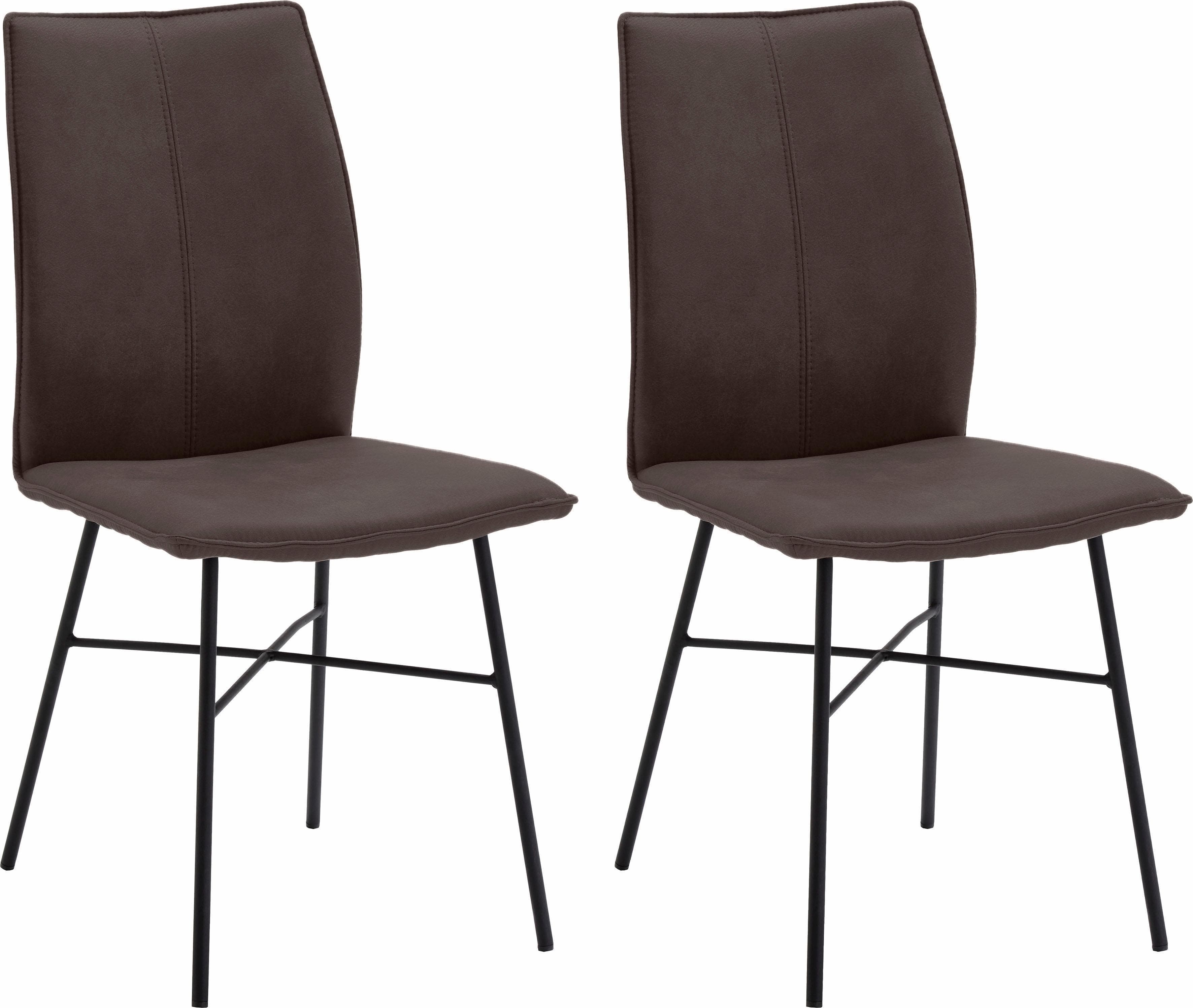 NIEHOFF SITZMÖBEL Capri 4-Fußstuhl Braun Leder Microfaser