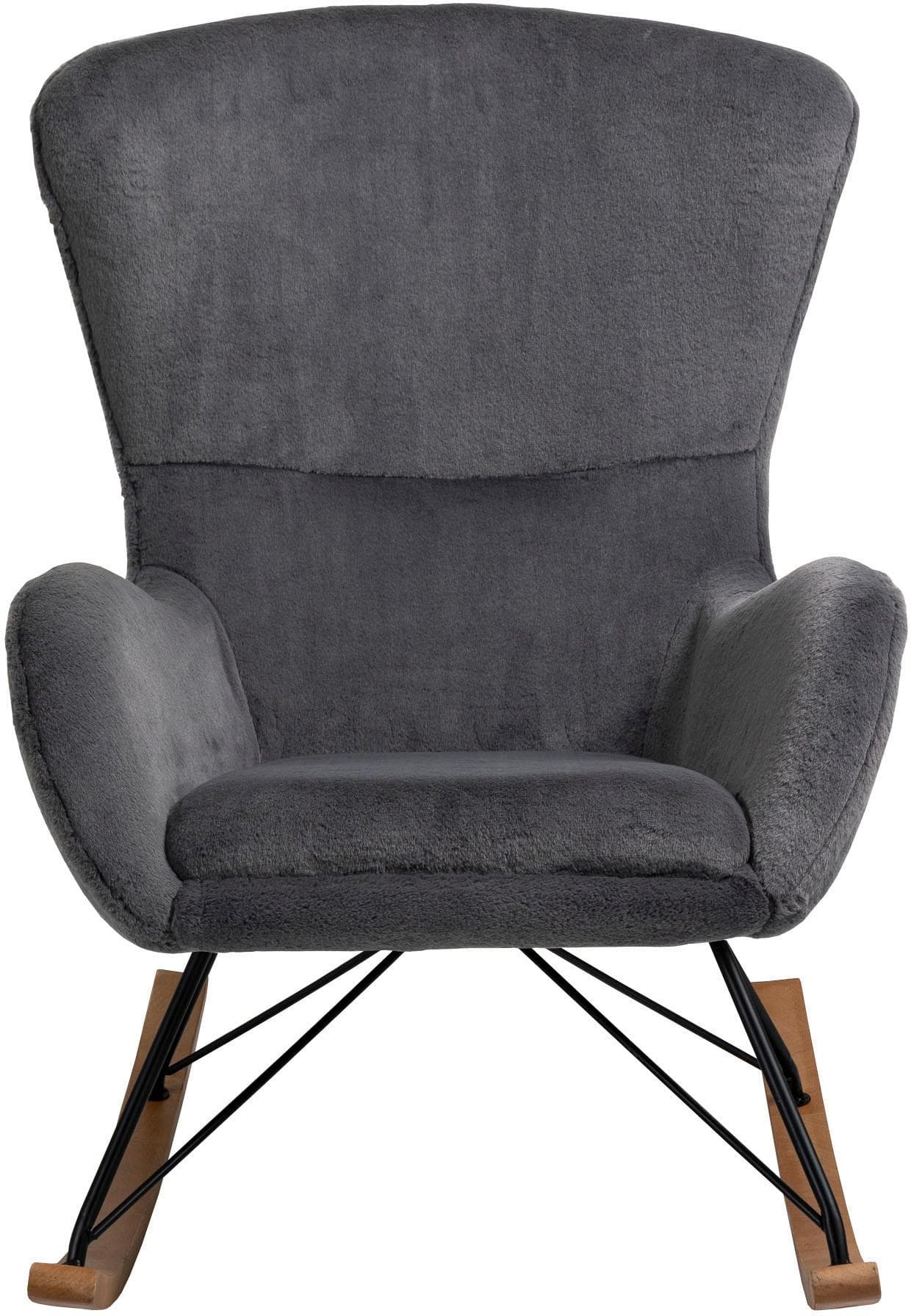 SalesFever Schaukelstuhl in Lammfelloptik - Scandi-Design