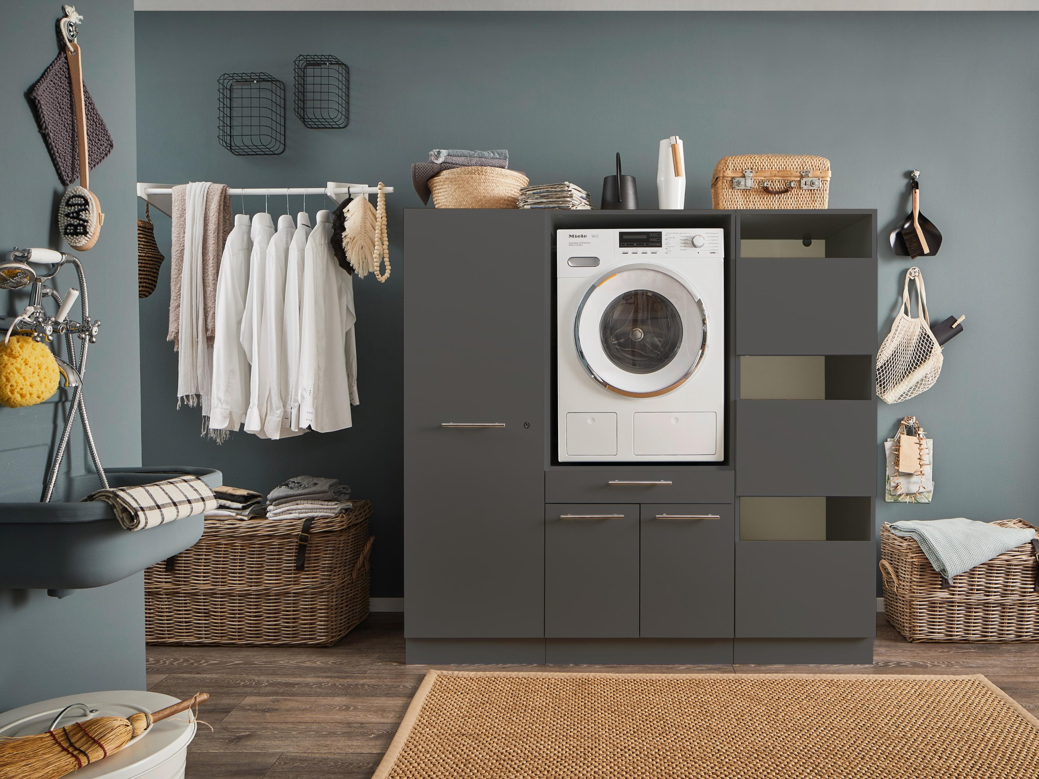 LAUNDREEZY Mehrzweckschrank-Set Anthrazit Holzwerkstoff Softclose