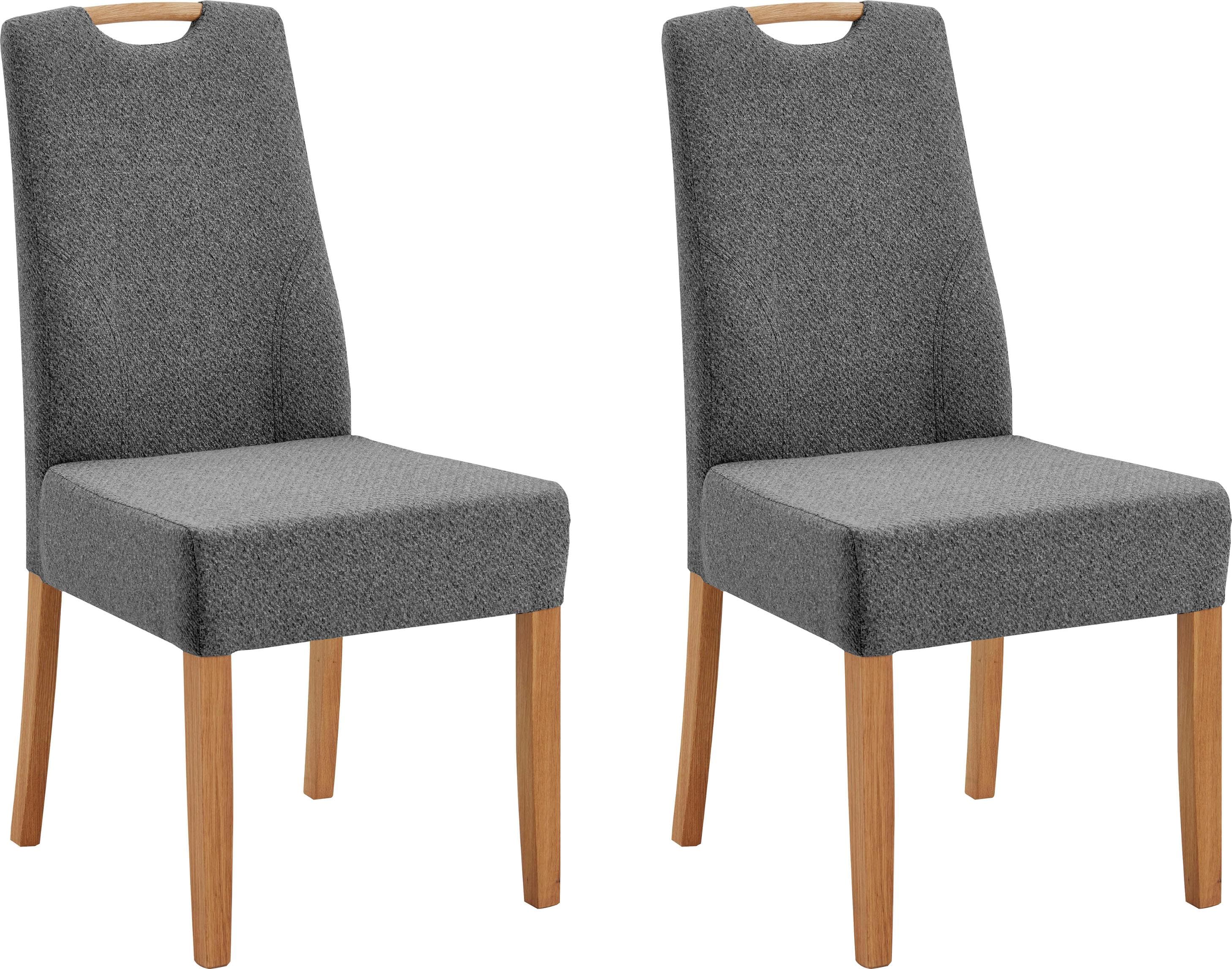 Esszimmerstuhl Molino Grau Webstoff 2er-Set Wildeiche