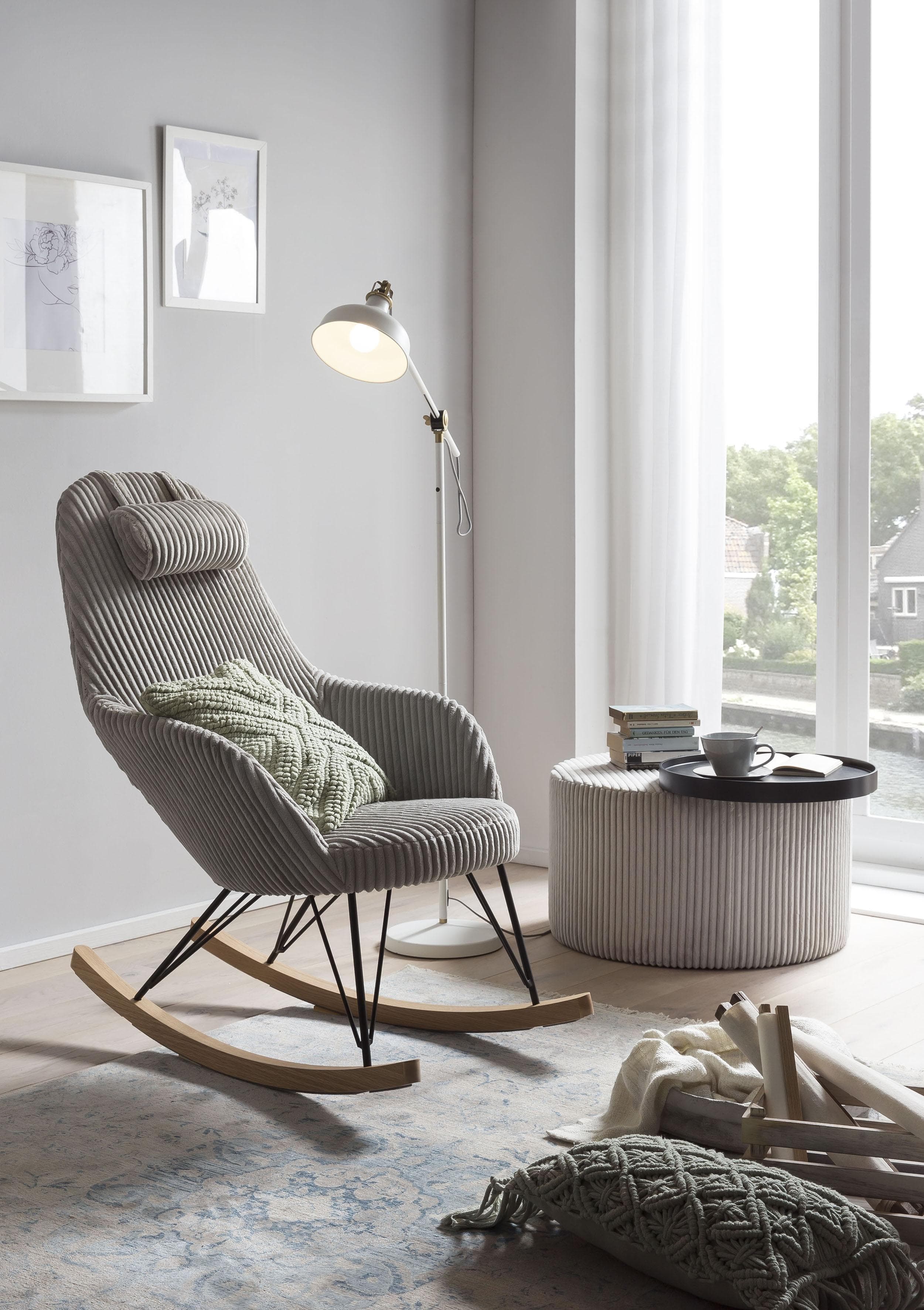 SalesFever Schaukelstuhl - Skandinavisches Design, Cord-Optik