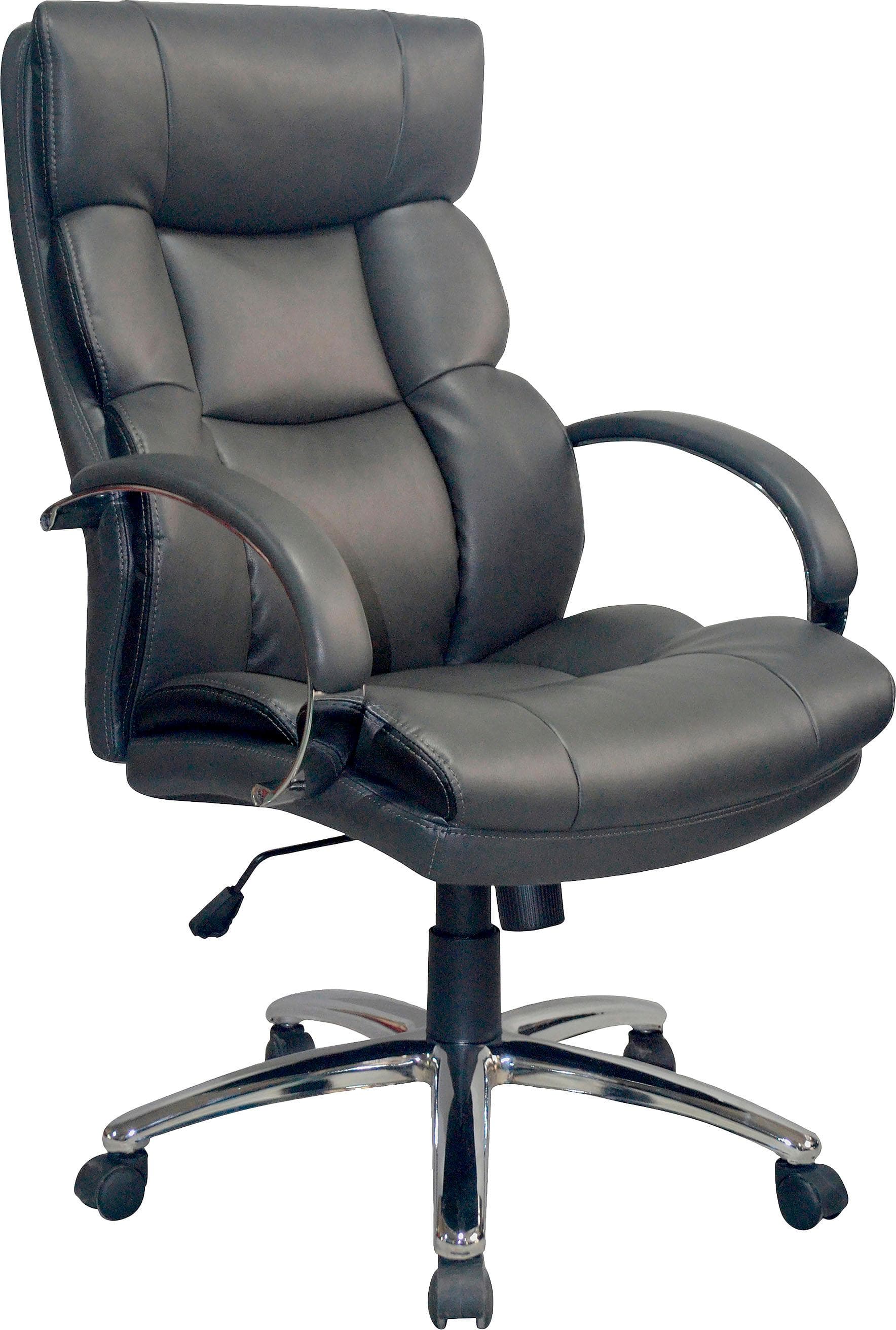 BYLIVING Chefsessel Paul-XXL Schwarz/Silber Kunstleder mit Wippmechanik