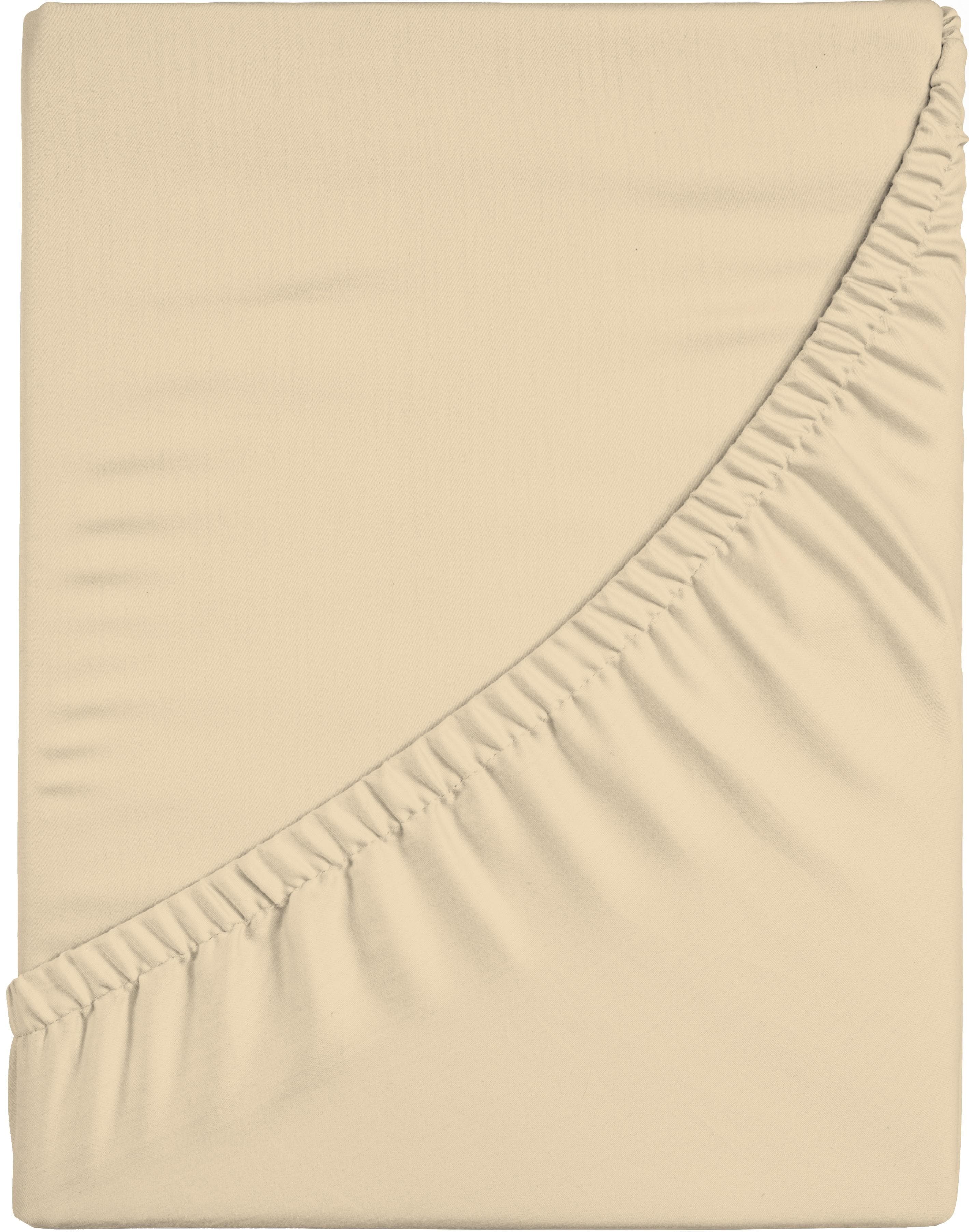 Bellana Premium-Stretch Spannbettlaken Beige Jersey-Elasthan