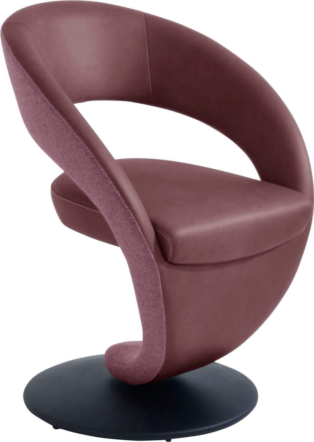 K+W Komfort & Wohnen Drehstuhl Wave Leder Rosa/Schwarz Design