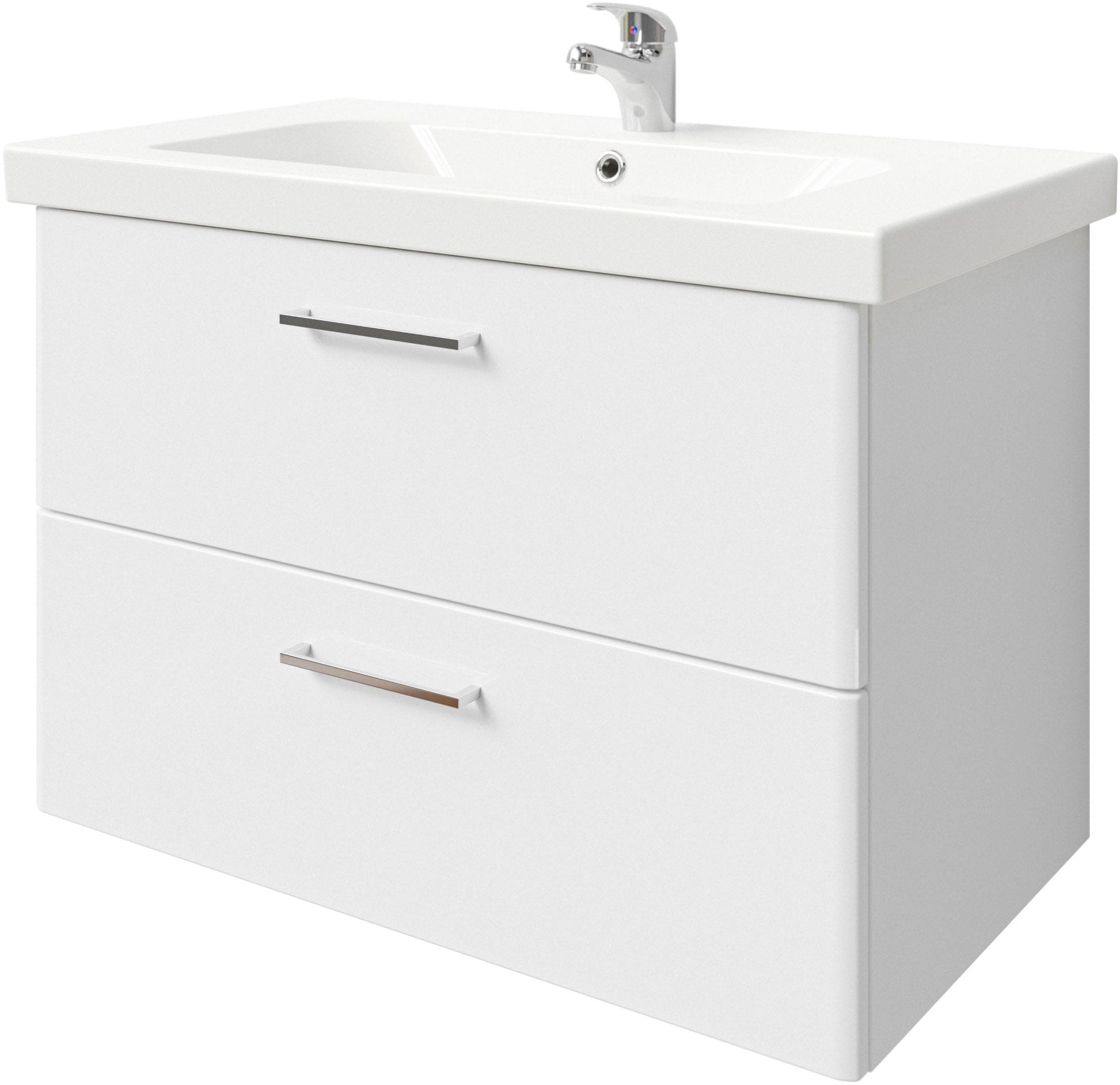 Badmöbel-Set SAPHIR Quickset 316 Weiß Hochglanz mit Keramikwaschtisch