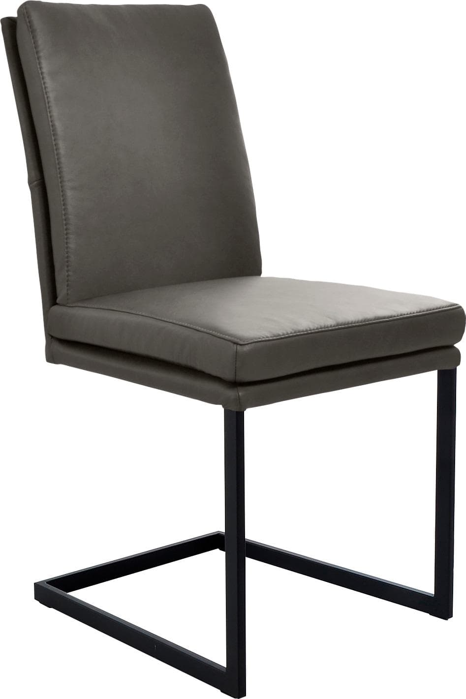K+W Komfort & Wohnen Freischwinger Grau/Schwarz Leder Kansas