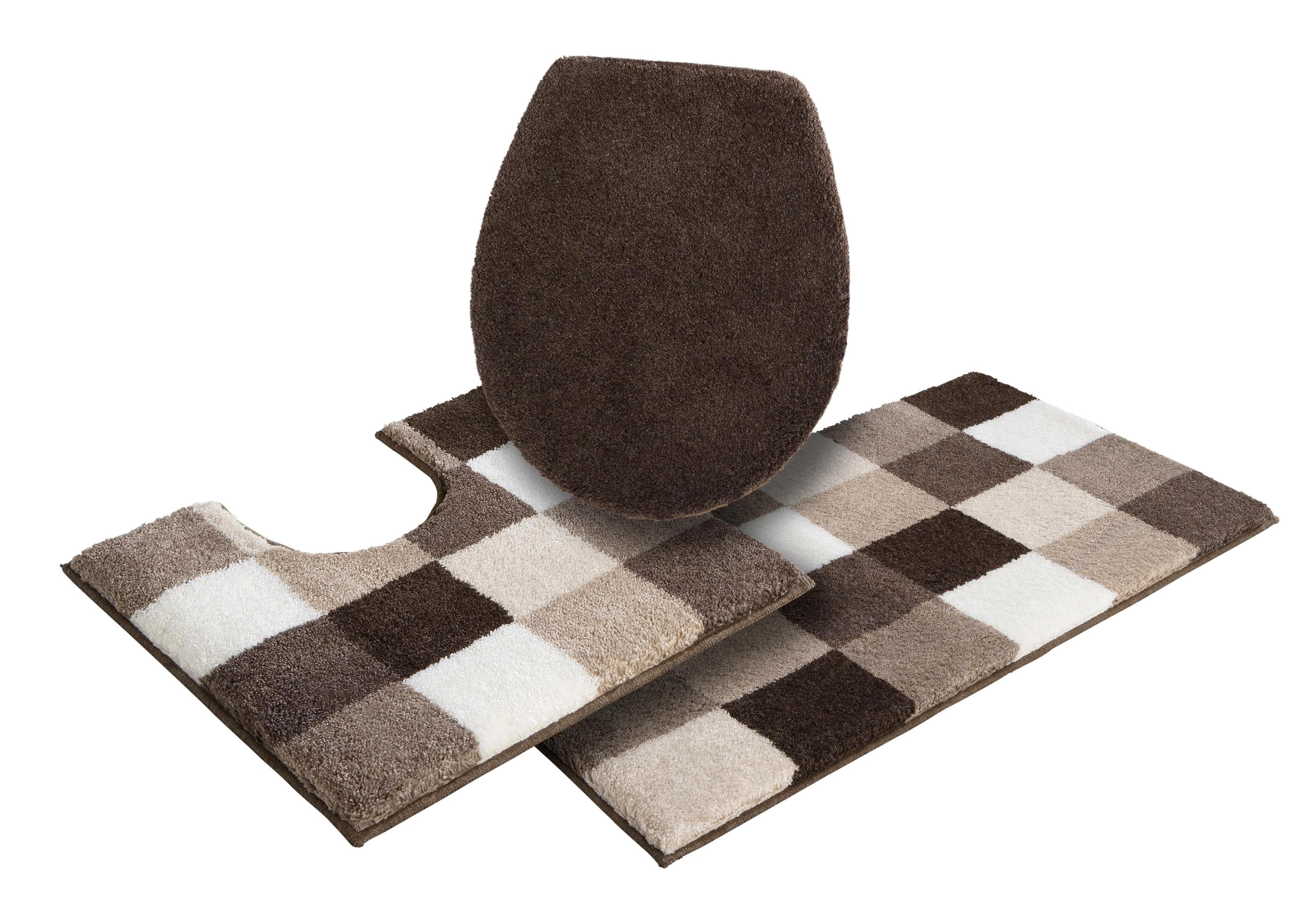 GRUND Badtextil-Set MOSAIK 3-tlg. Beige Polyacryl Badmatte