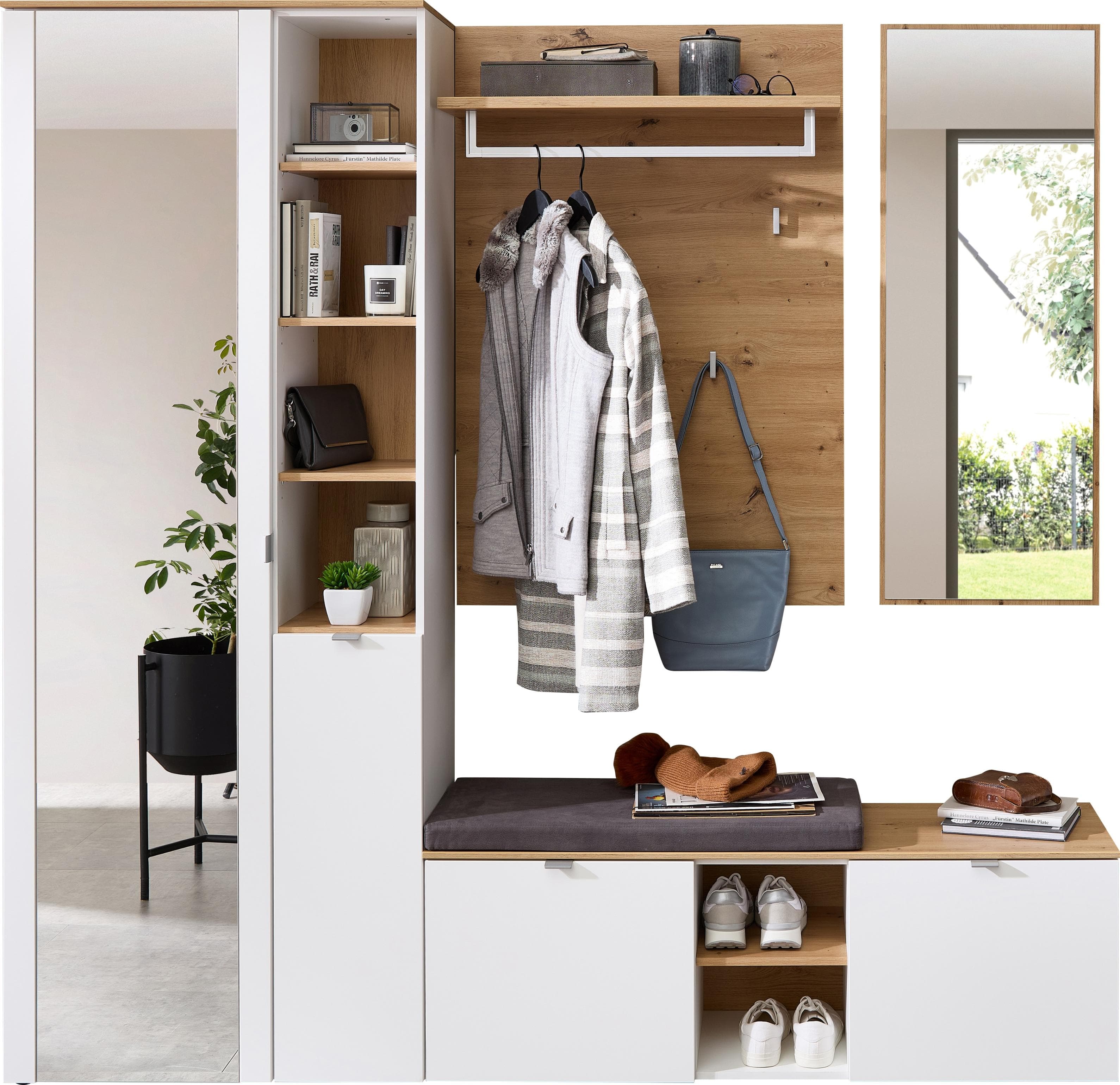 INNOSTYLE Bari Garderoben-Set 4-teilig Weiß Artisan Eiche