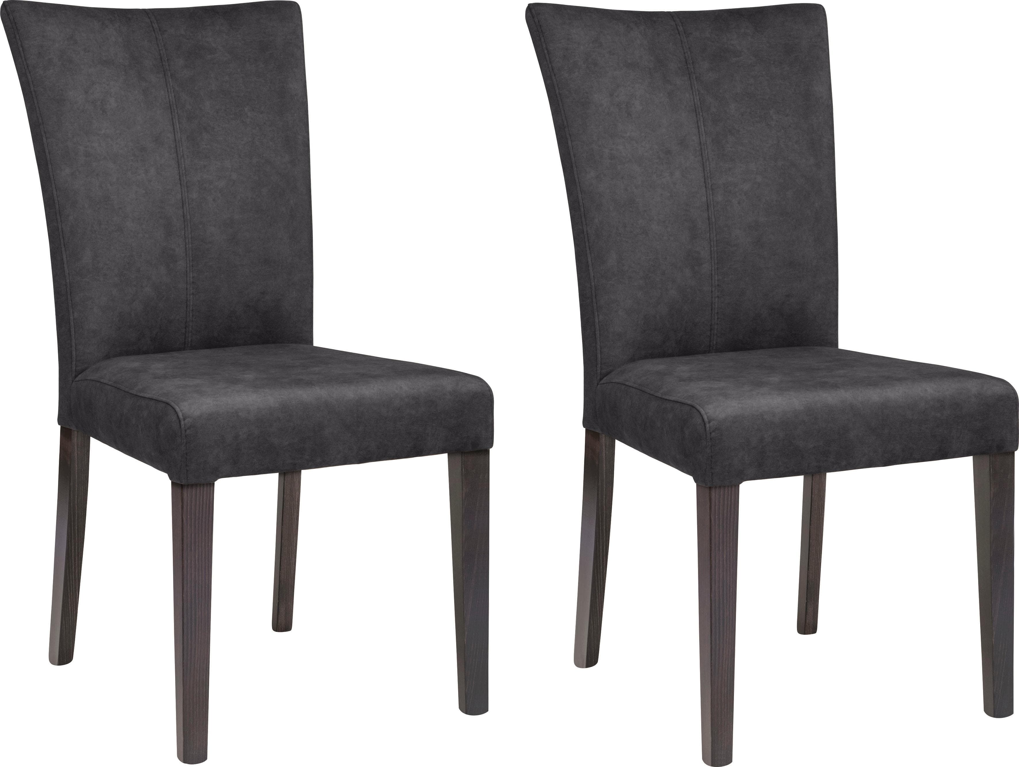 HOME AFFAIRE Aspen 4-Fußstuhl Anthrazit Samtvelours Massivholz