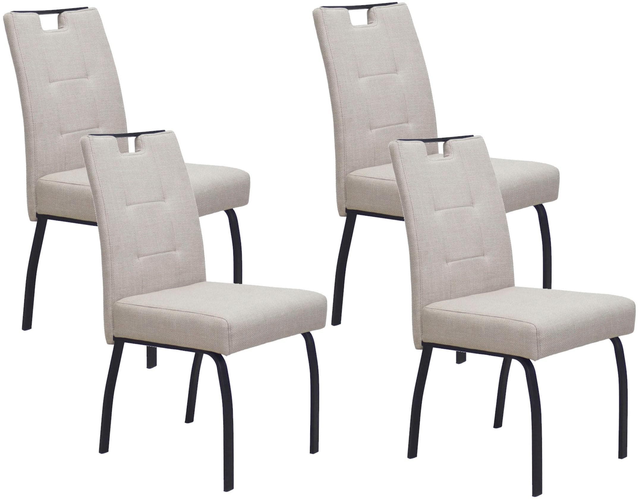 HELA LINZ Esszimmerstuhl 4er Set Beige Schwarz Metall